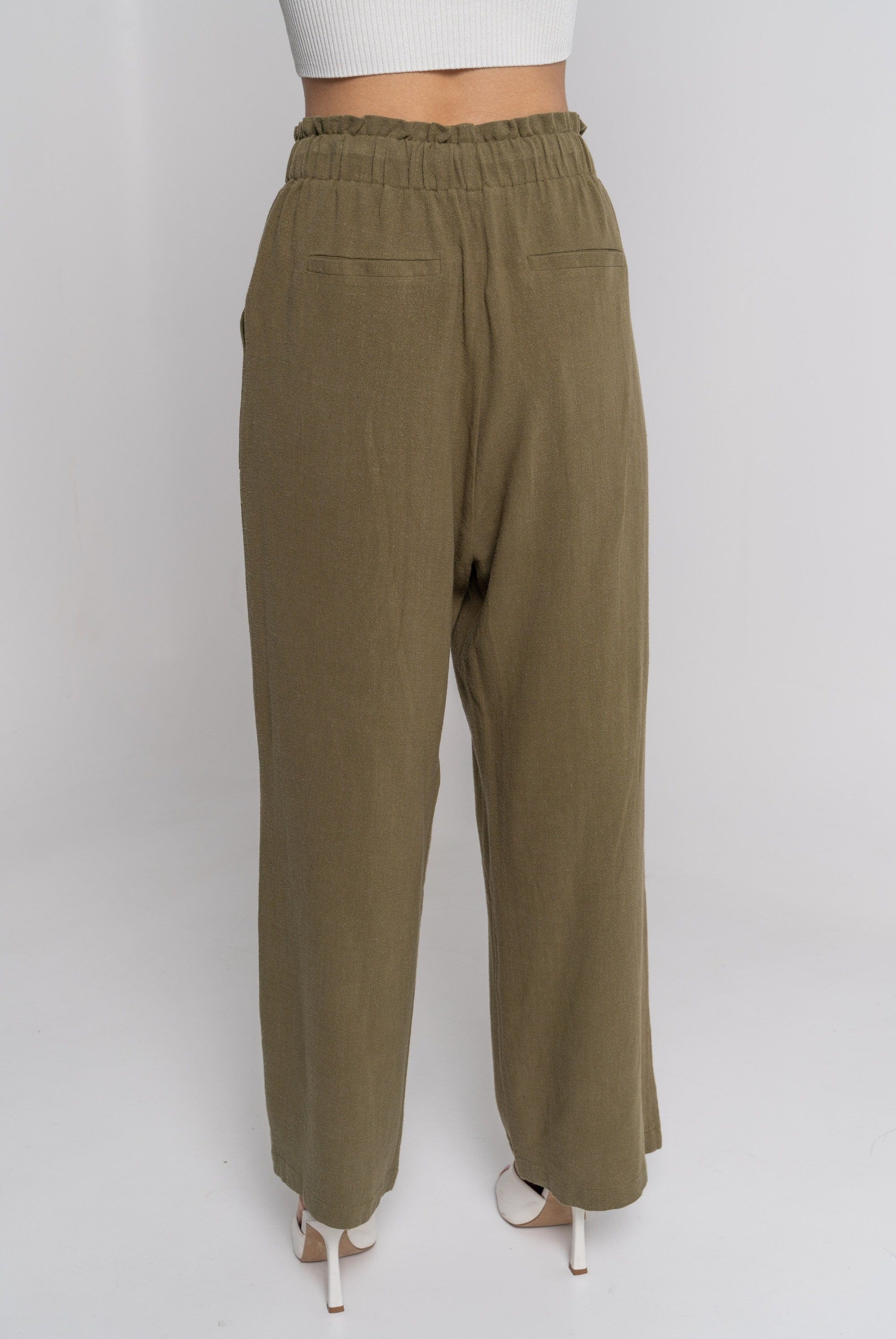 نتشي بنطلون طويل بجيوب بخصر مطاطي نسائي