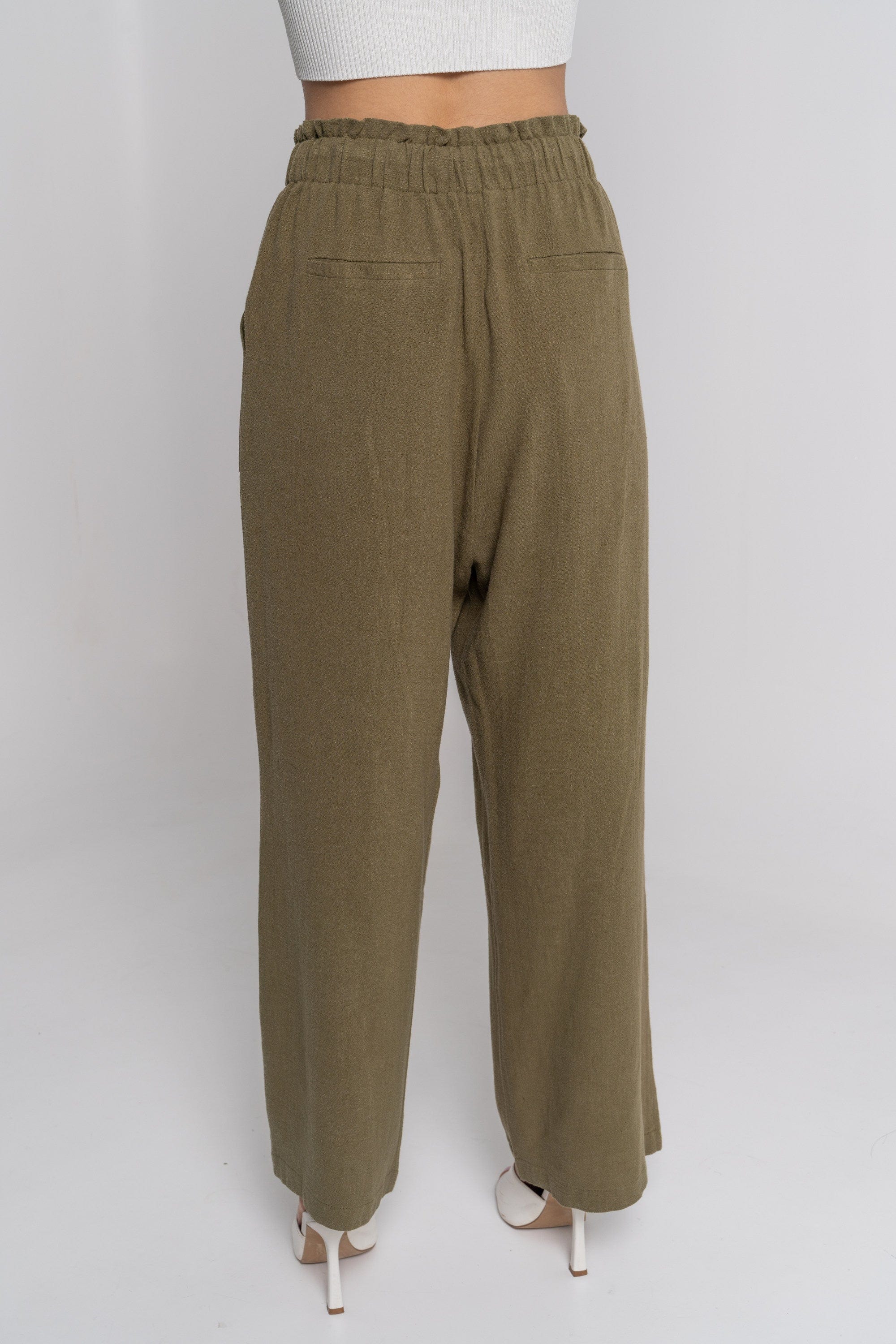 نتشي بنطلون طويل بجيوب بخصر مطاطي نسائي