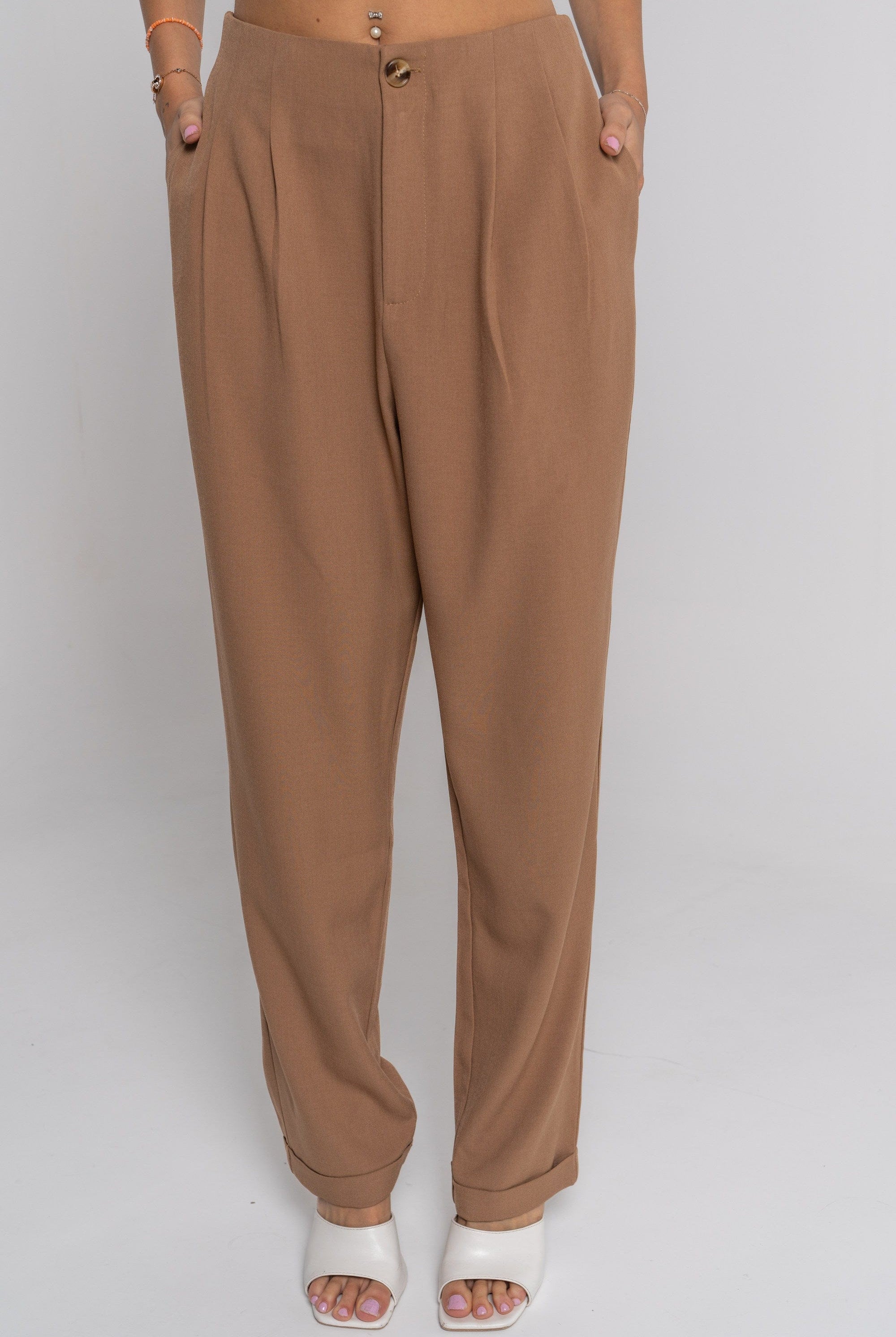 نتشي بنطلون طويل سادة فضفاض نسائي