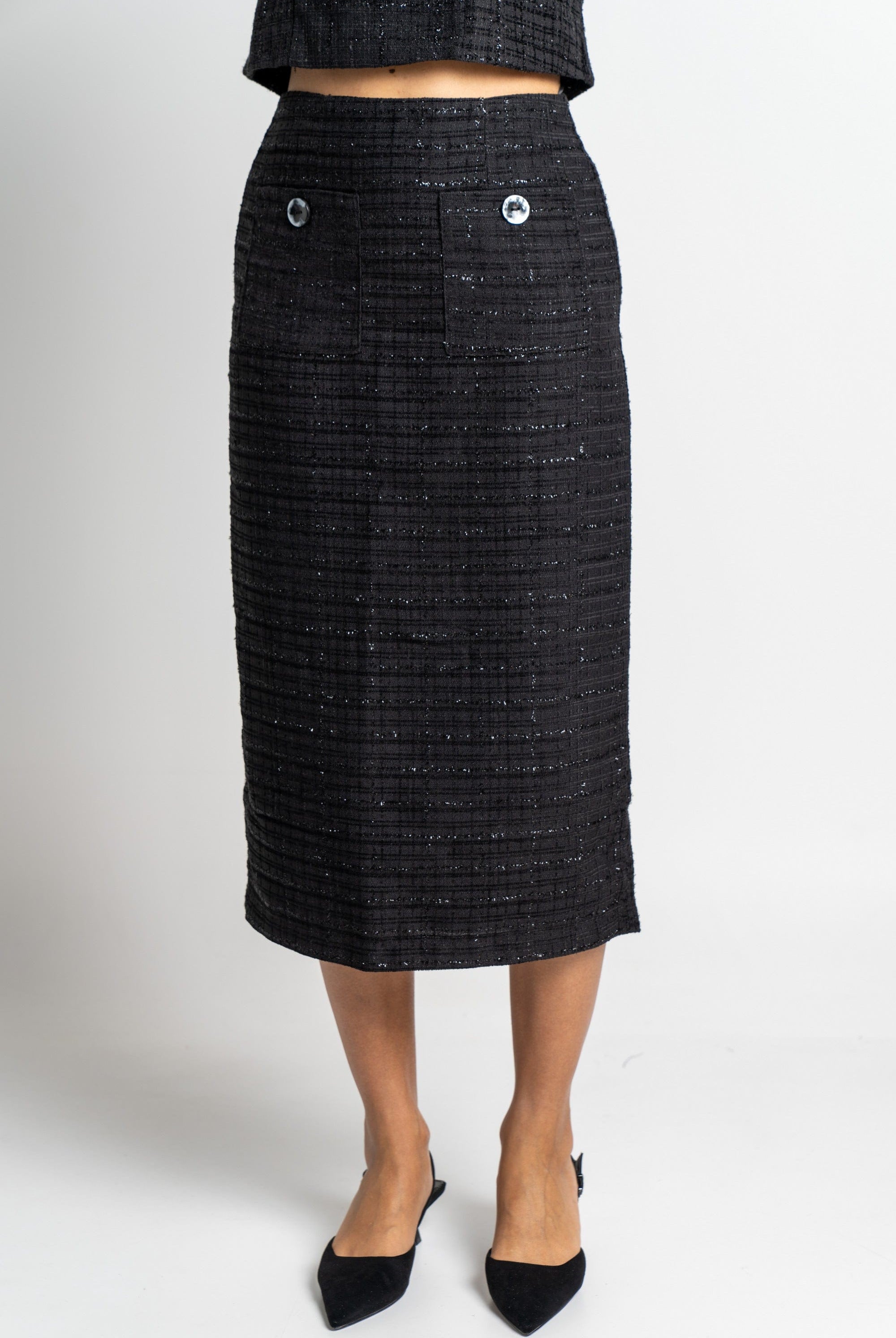 نتشي تنورة ميدي مربعات بجيوب نسائية