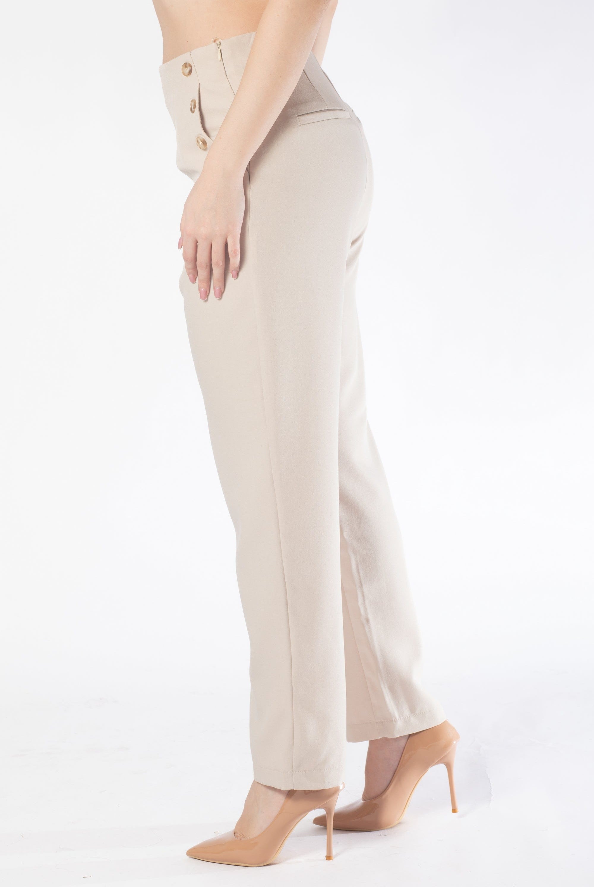 بنطلون طويل بأزرار جانبية نسائي