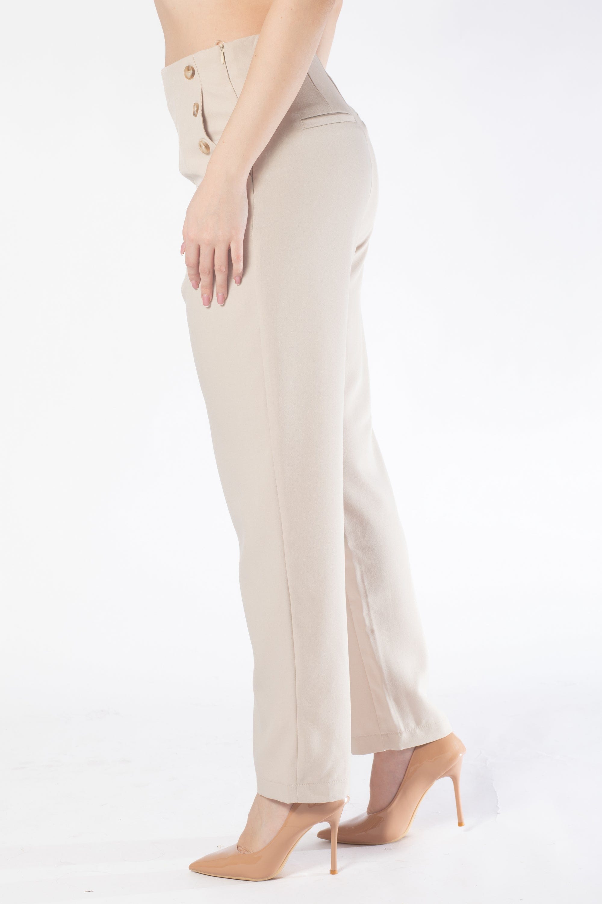 بنطلون طويل بأزرار جانبية نسائي