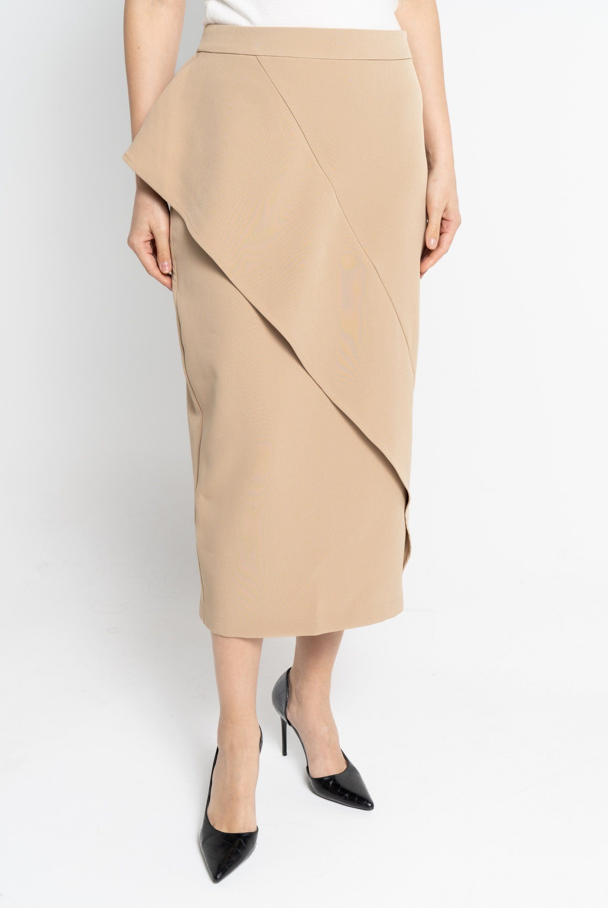 نتشي تنورة ميدي نسائية طبقتين سادة