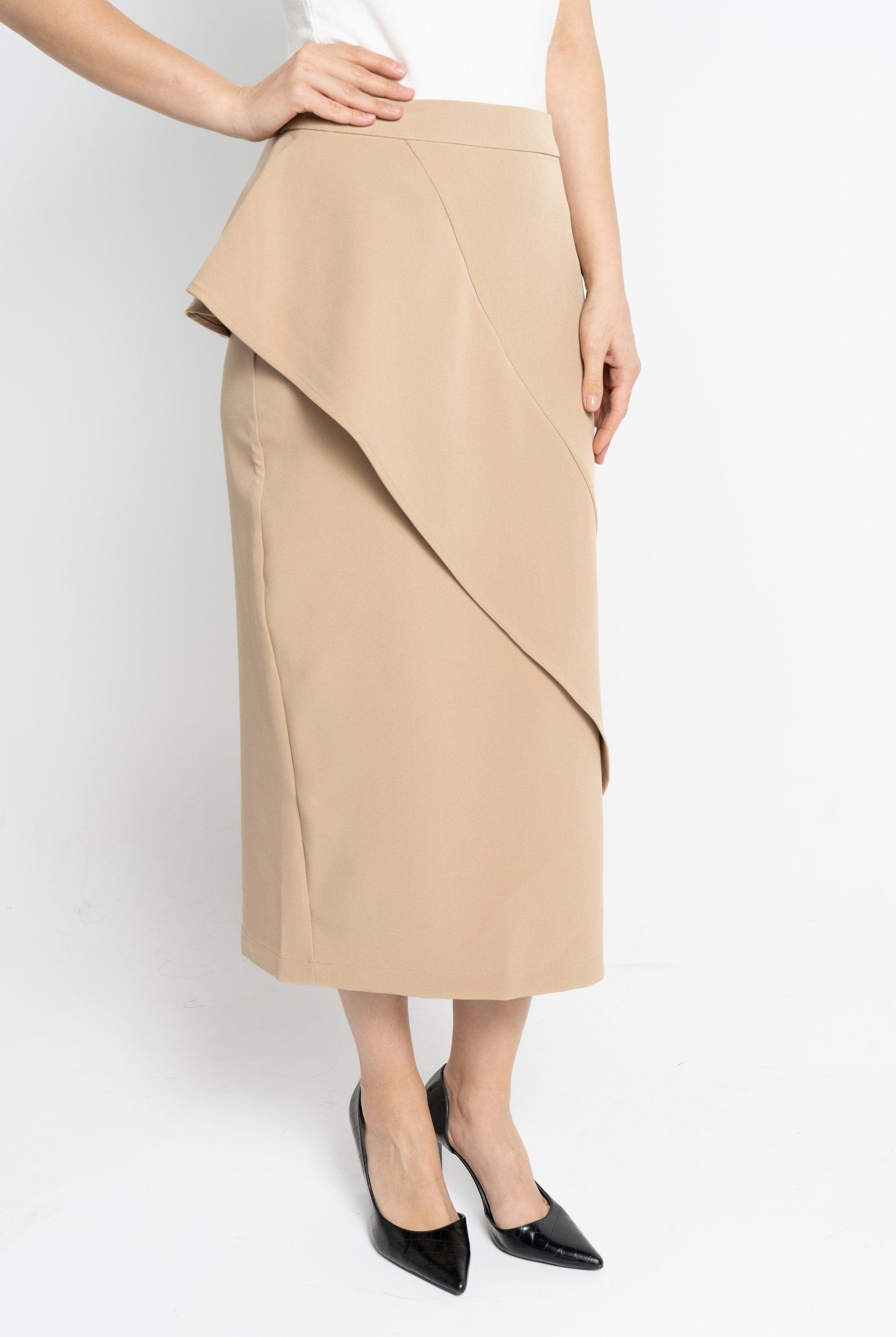 نتشي تنورة ميدي نسائية طبقتين سادة