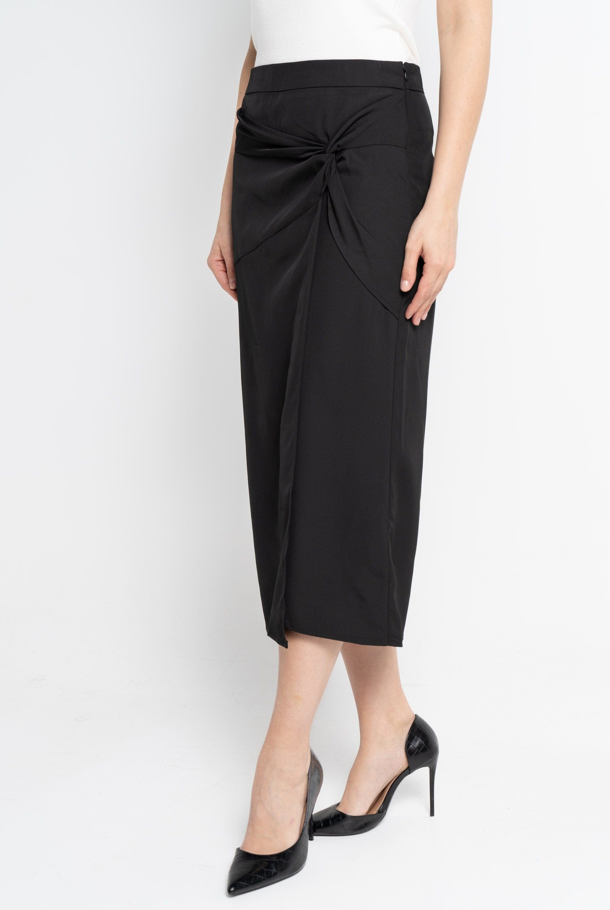 نتشي تنورة ميدي نسائية لف سادة أسود