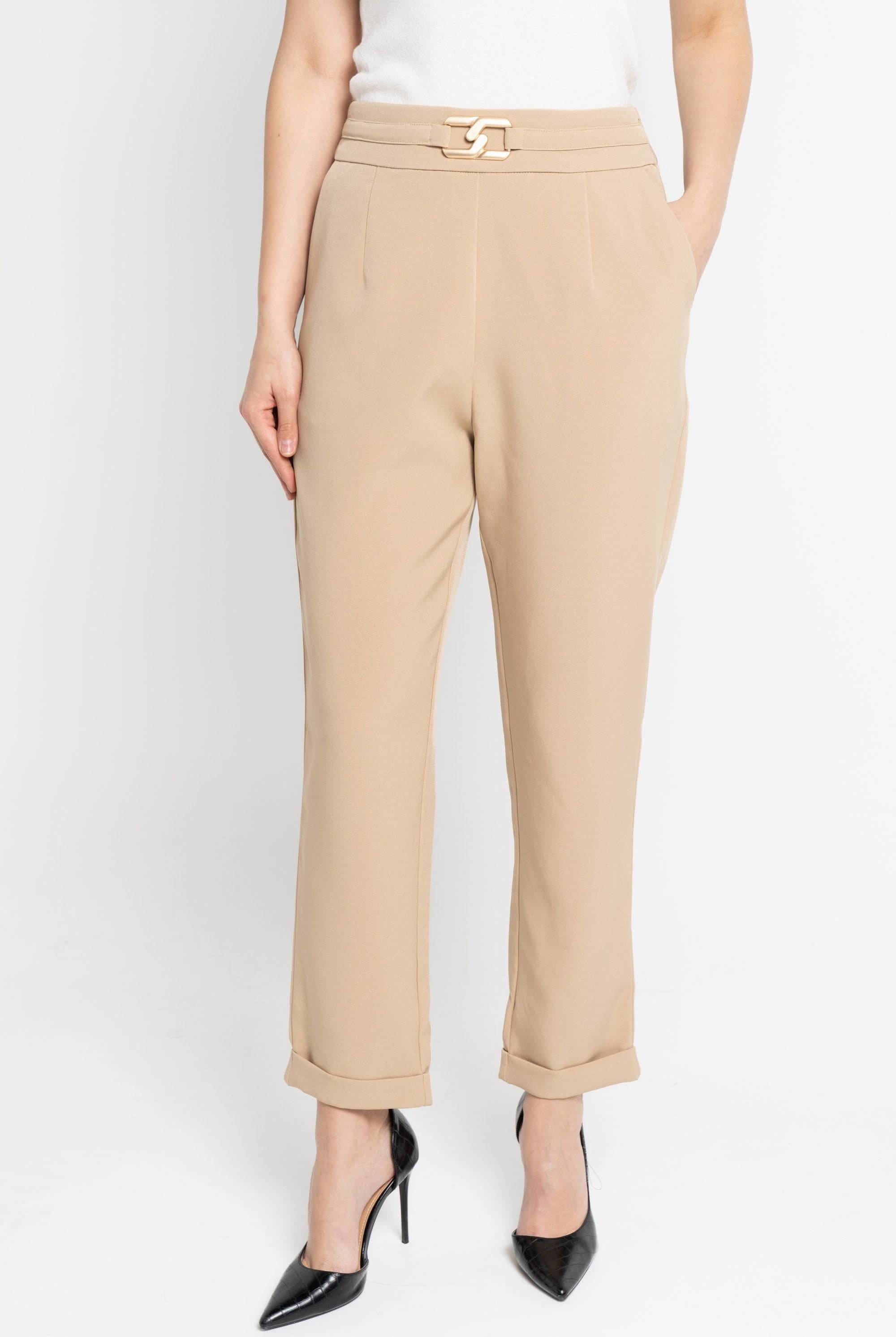 نتشي بنطلون طويل سادة بتوكة لامعة نسائي