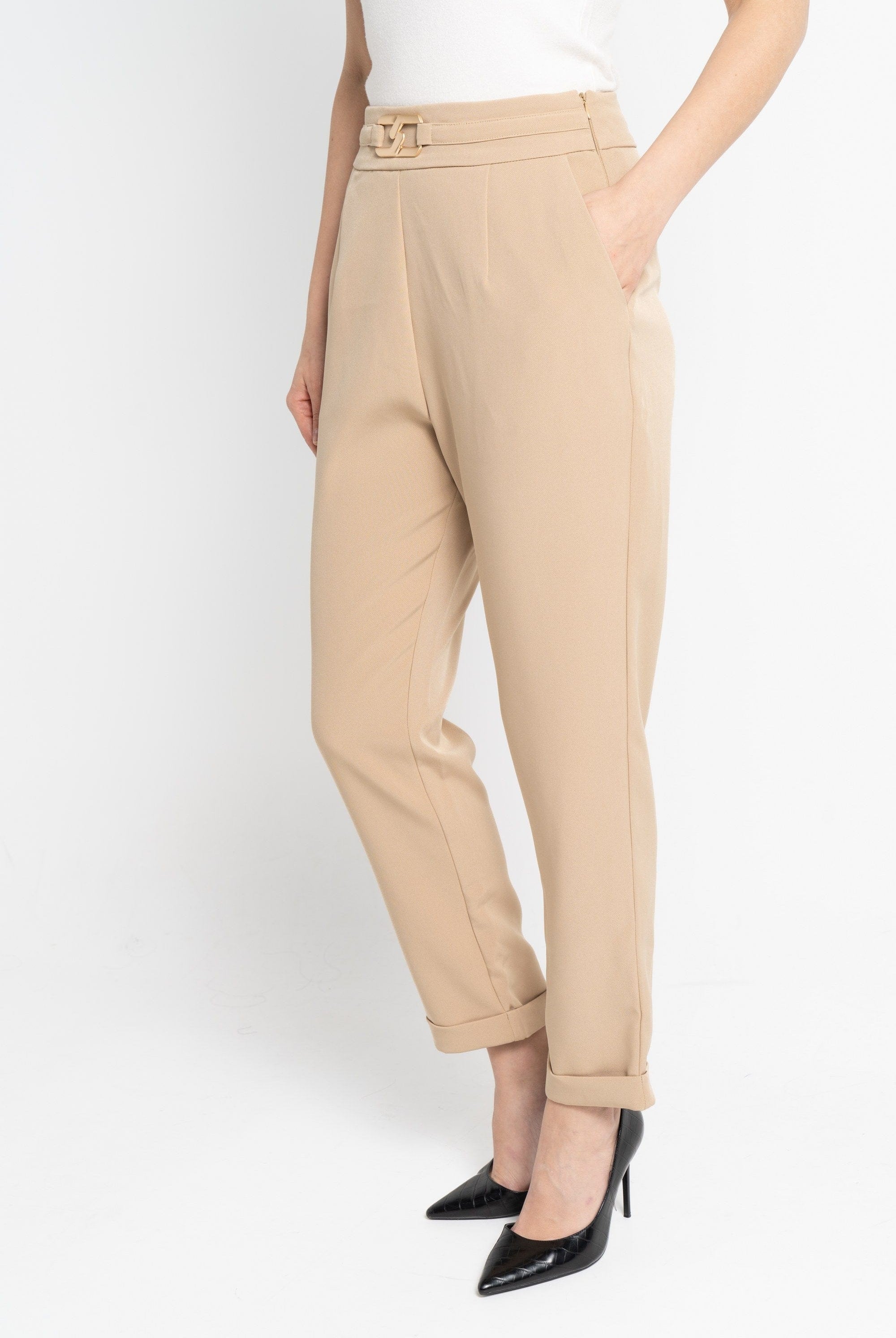 نتشي بنطلون طويل سادة بتوكة لامعة نسائي