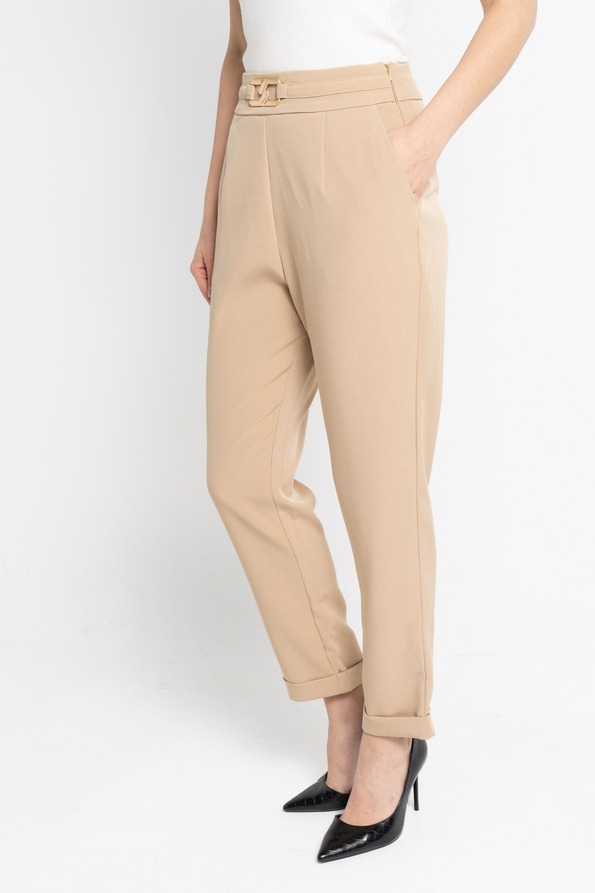 نتشي بنطلون طويل سادة بتوكة لامعة نسائي