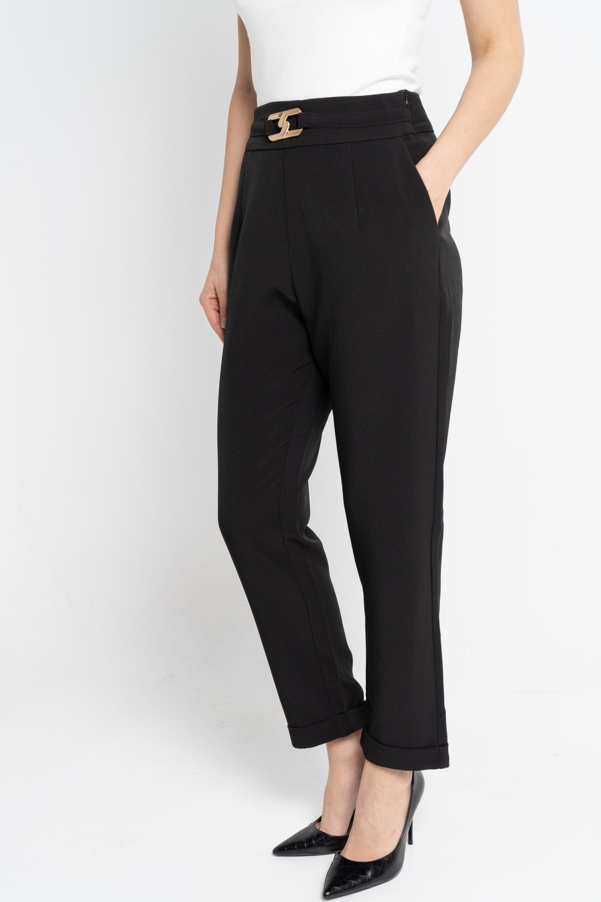 نتشي بنطلون طويل سادة بتوكة لامعة نسائي