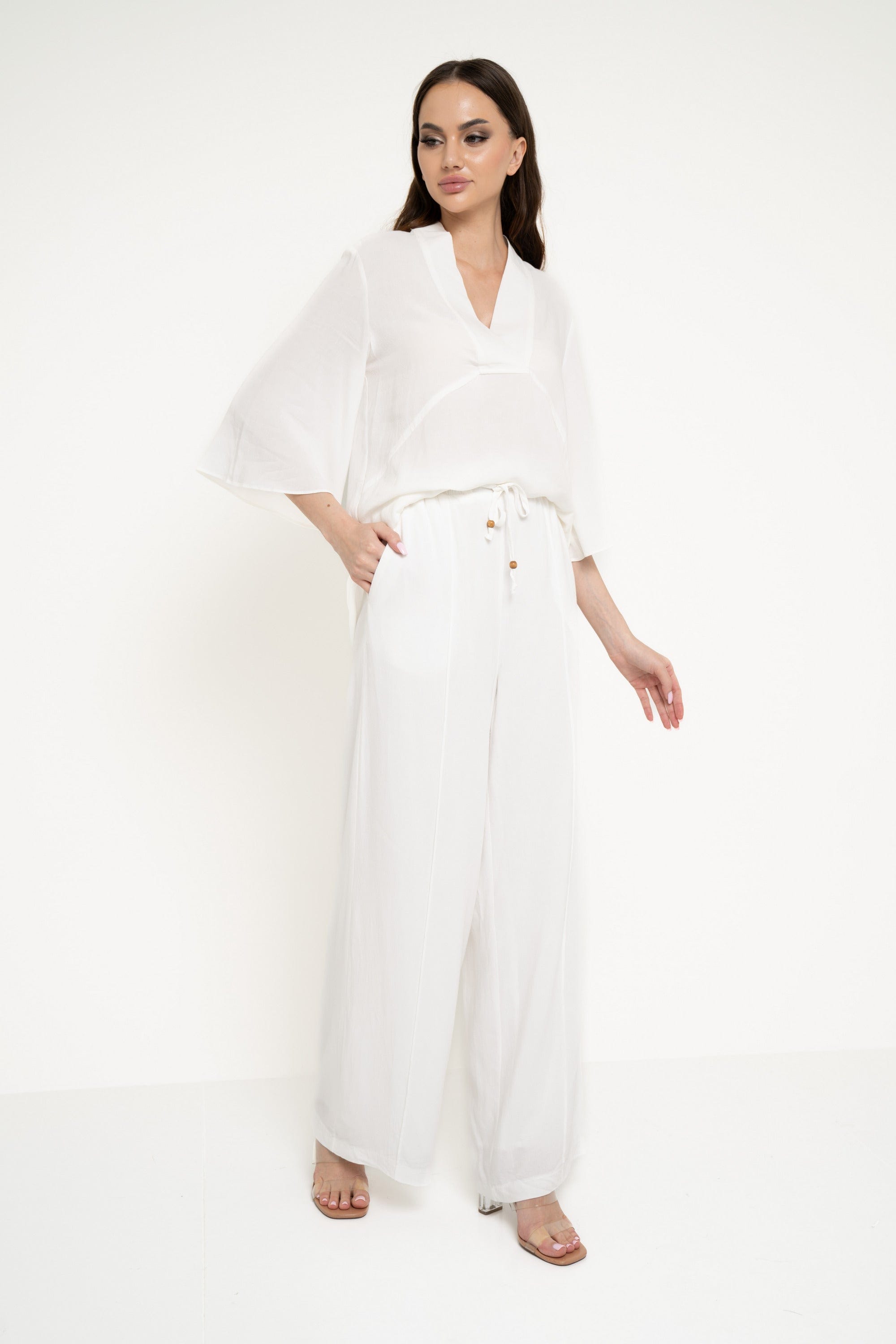 نتشي بنطلون طويل واسع سادة نسائي