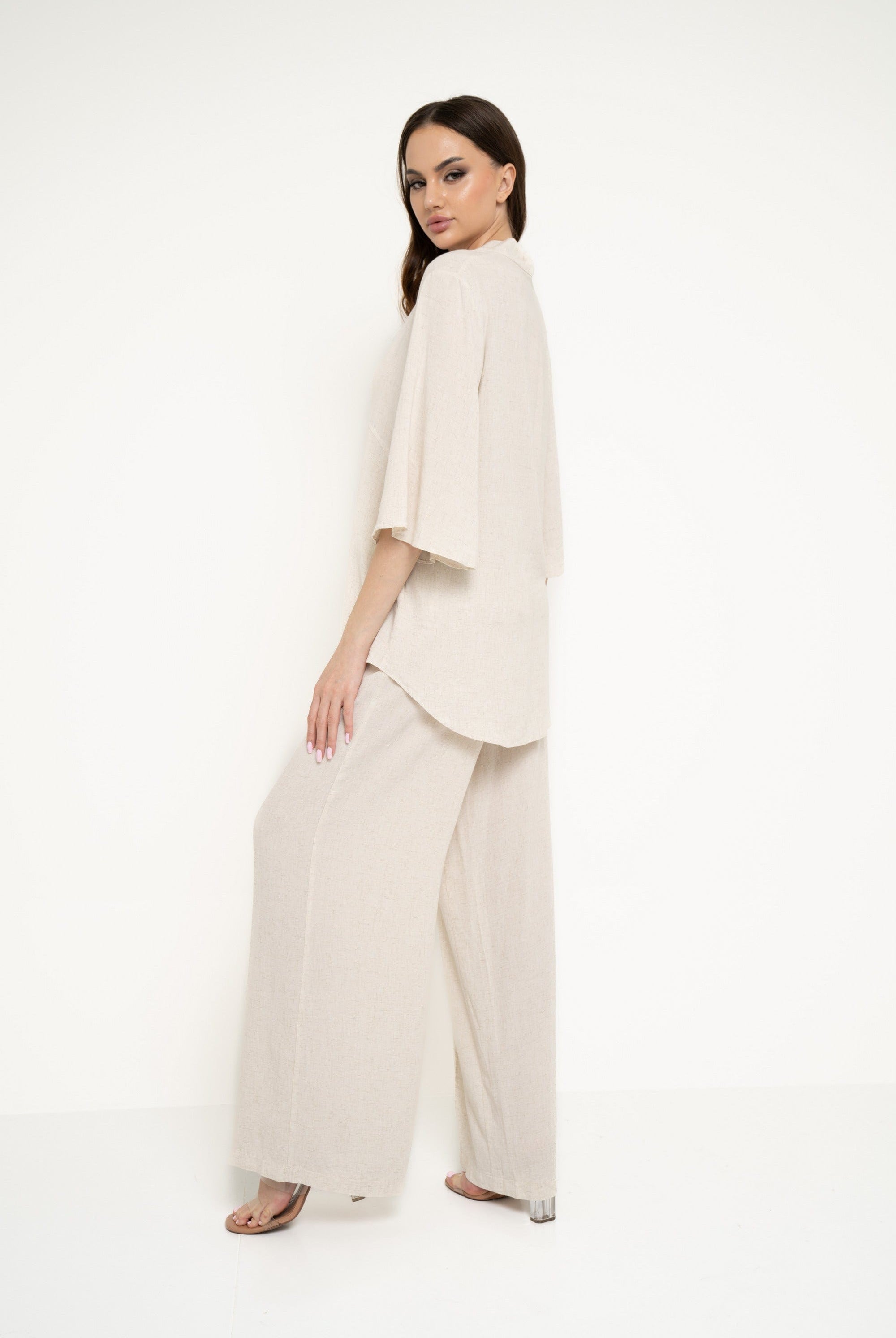 نتشي بنطلون طويل واسع سادة نسائي