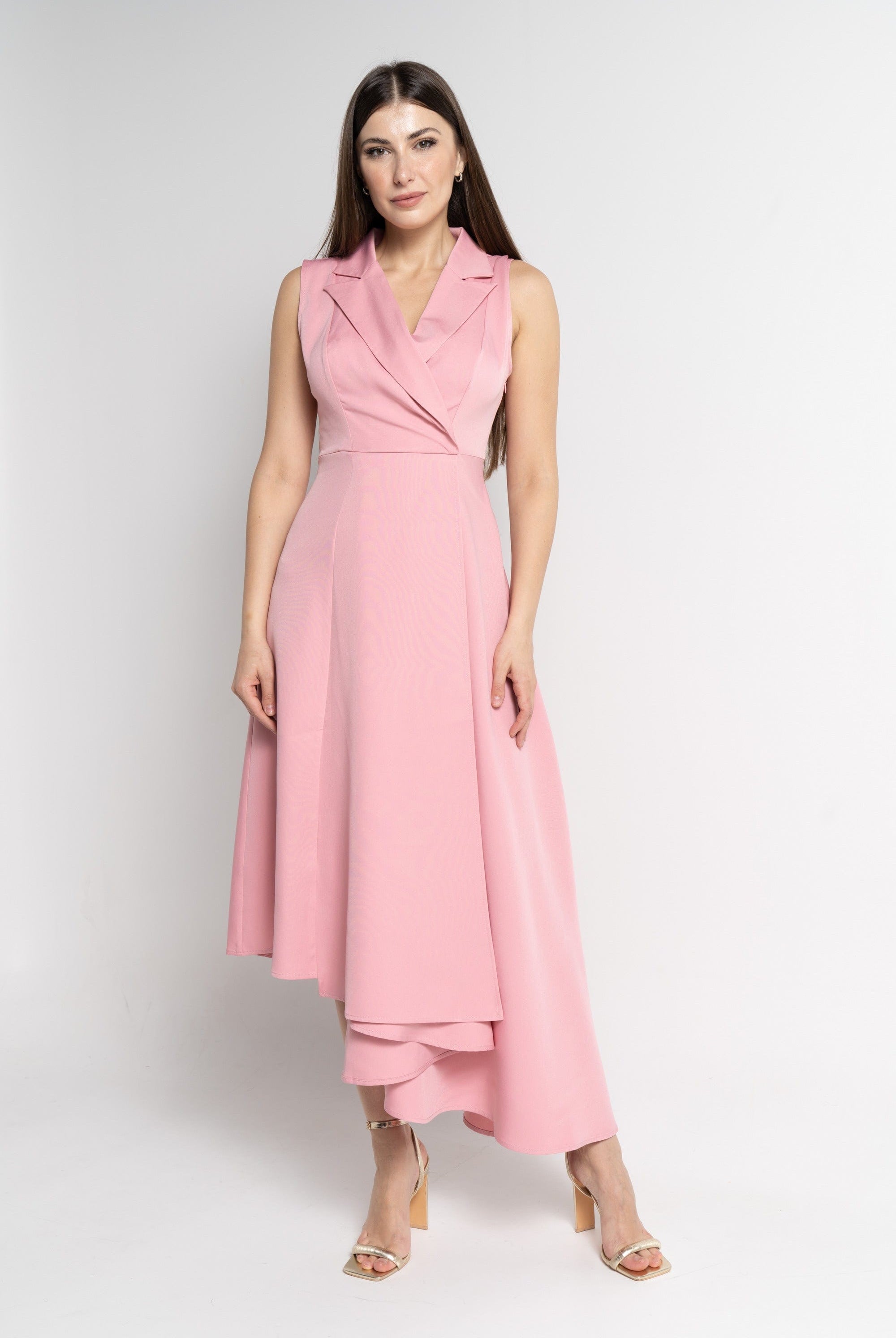 نتشي فستان ماكسي بدون أكمام سادة لف نسائي