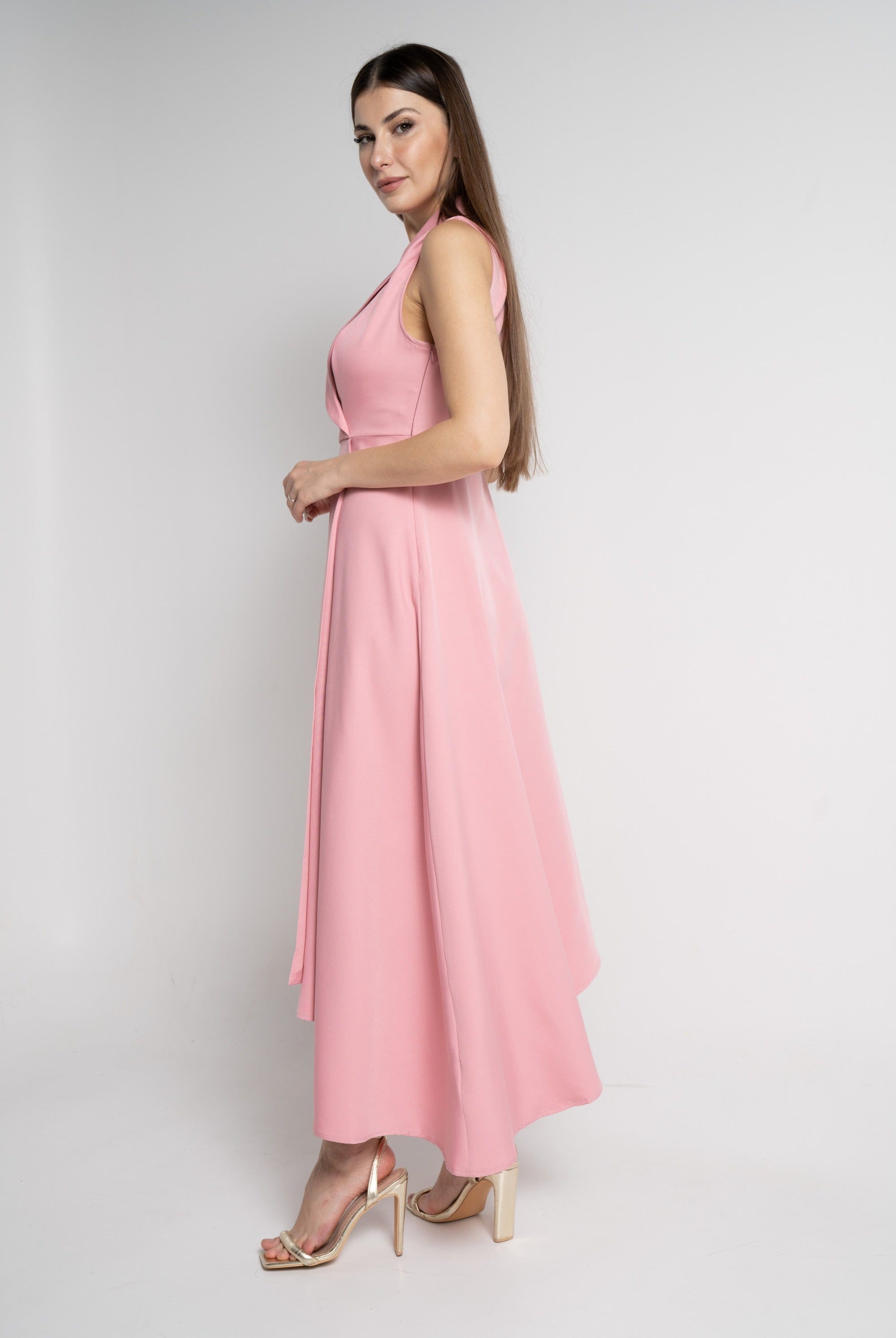 نتشي فستان ماكسي بدون أكمام سادة لف نسائي