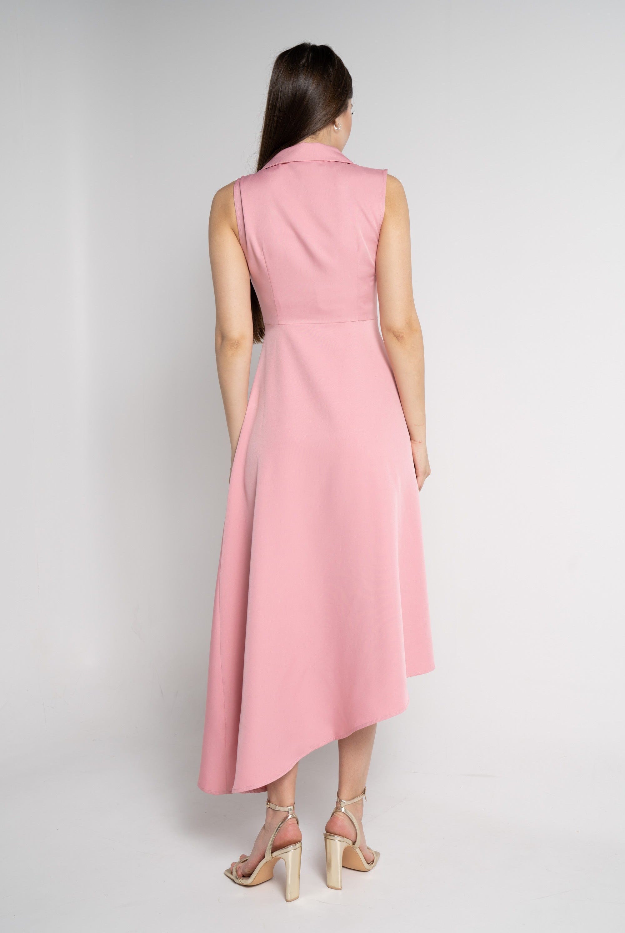 نتشي فستان ماكسي بدون أكمام سادة لف نسائي