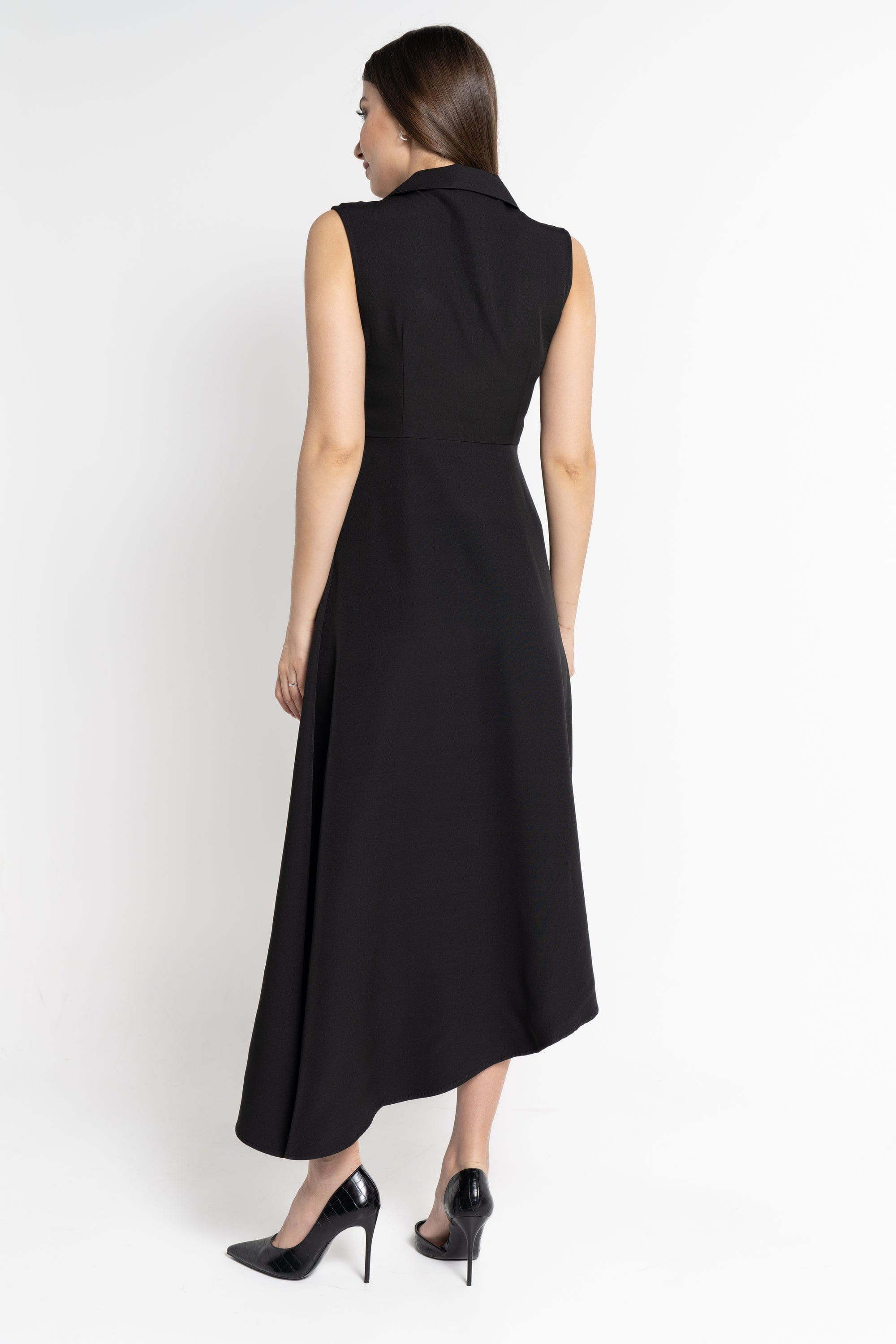 نتشي فستان ماكسي بدون أكمام سادة لف نسائي