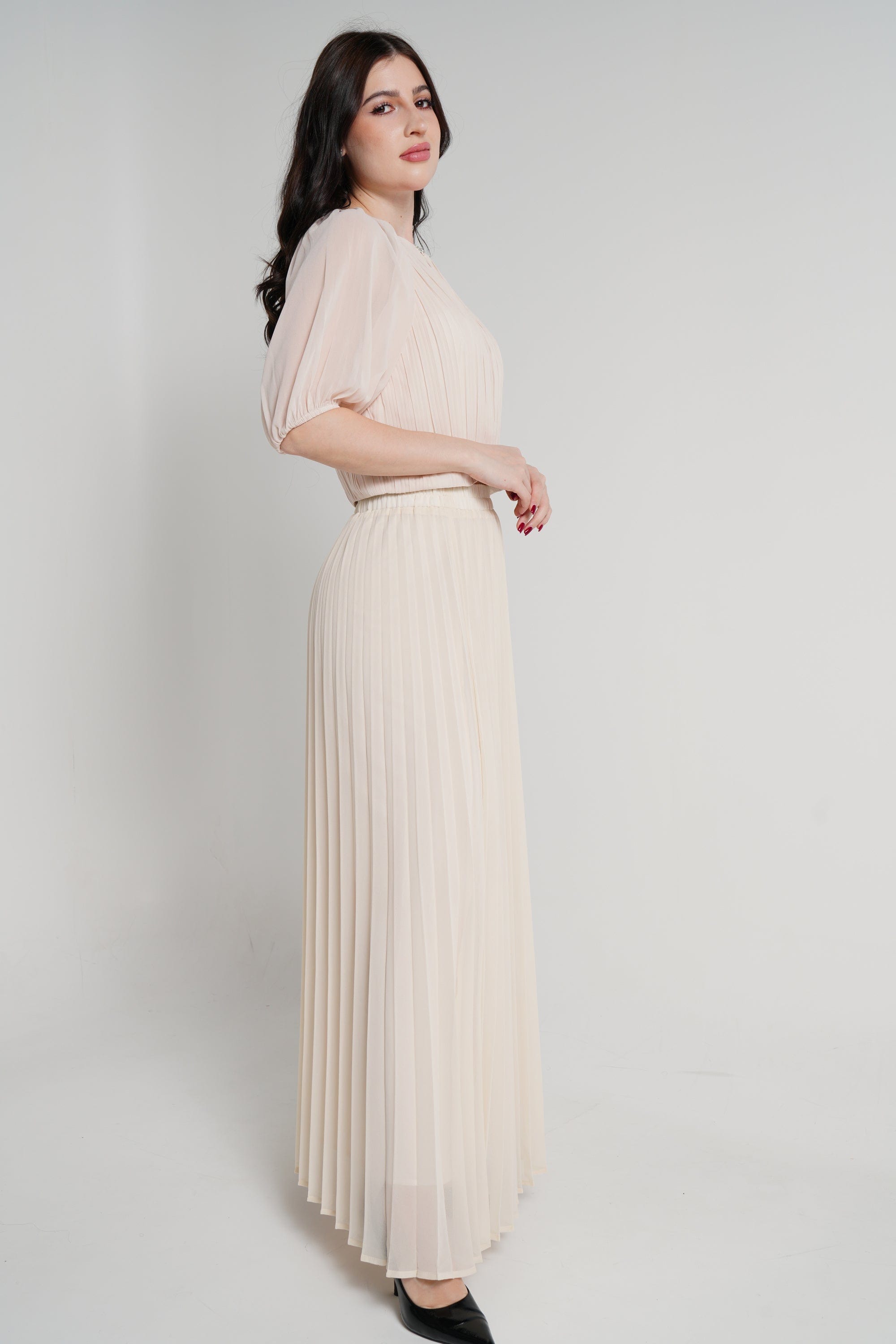 نتشي بلوزة بأكمام 3/4 بكسرات خصر مرتفع نسائي