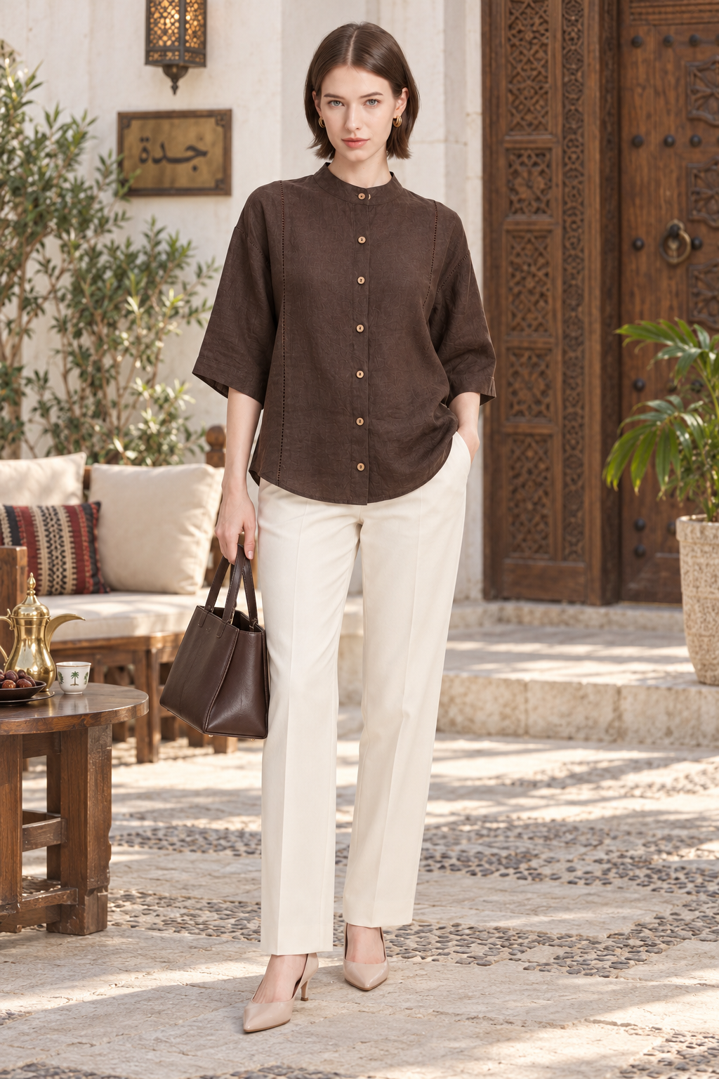 LV0903S262ZI brown lifestyle - model Maria