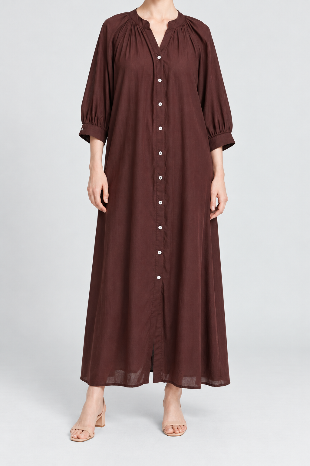 LV1166S262ZI brown garment front - model Maria