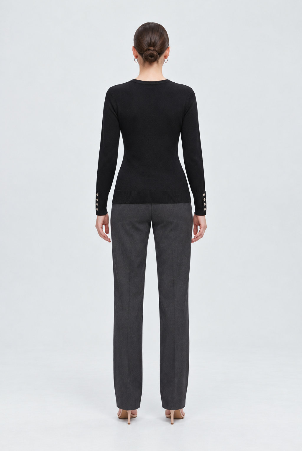 MA0762W264CDY black long sleeve top on Alice - back