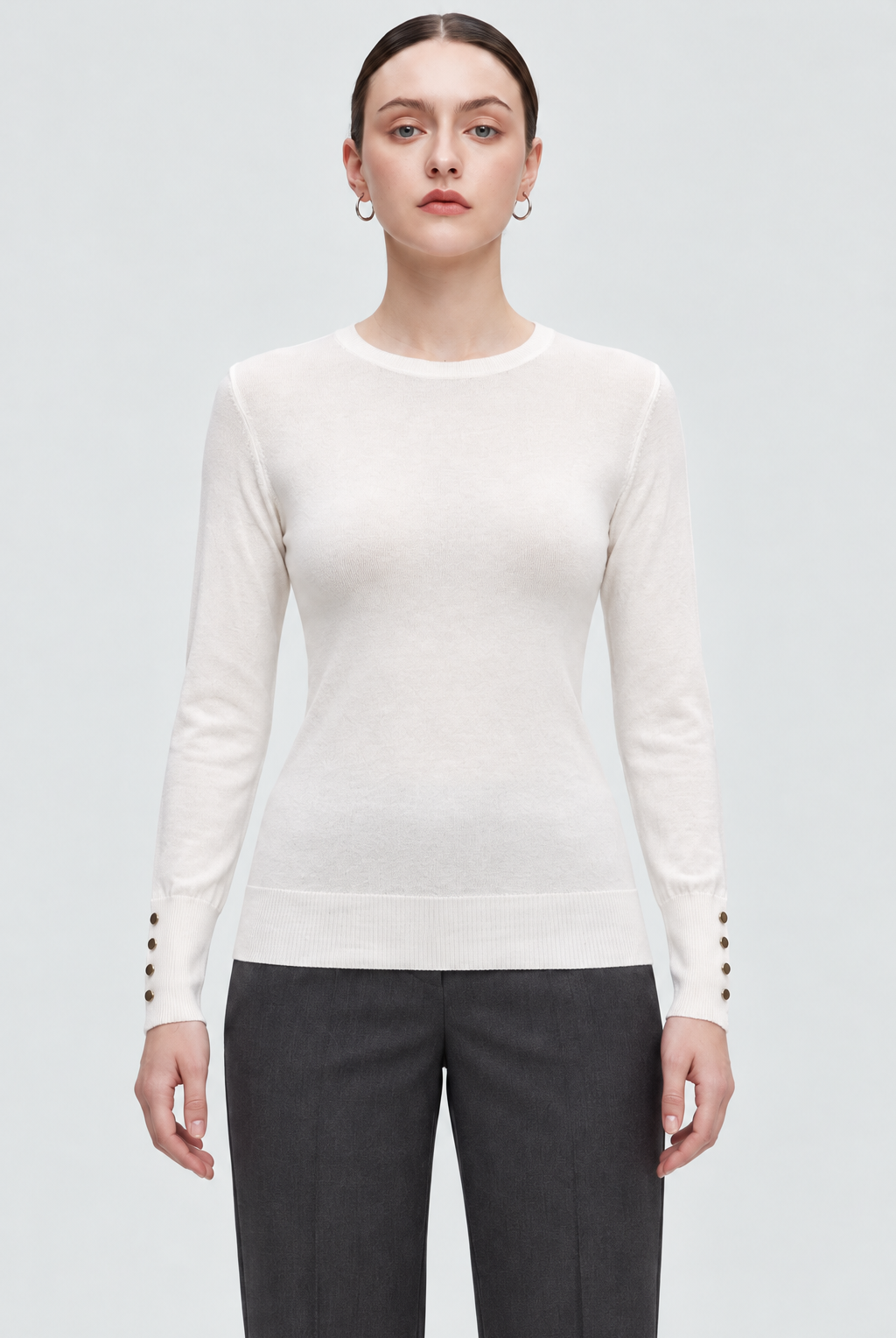 MA0762W264CDY off_white long sleeve top on Alice - garment-focused front
