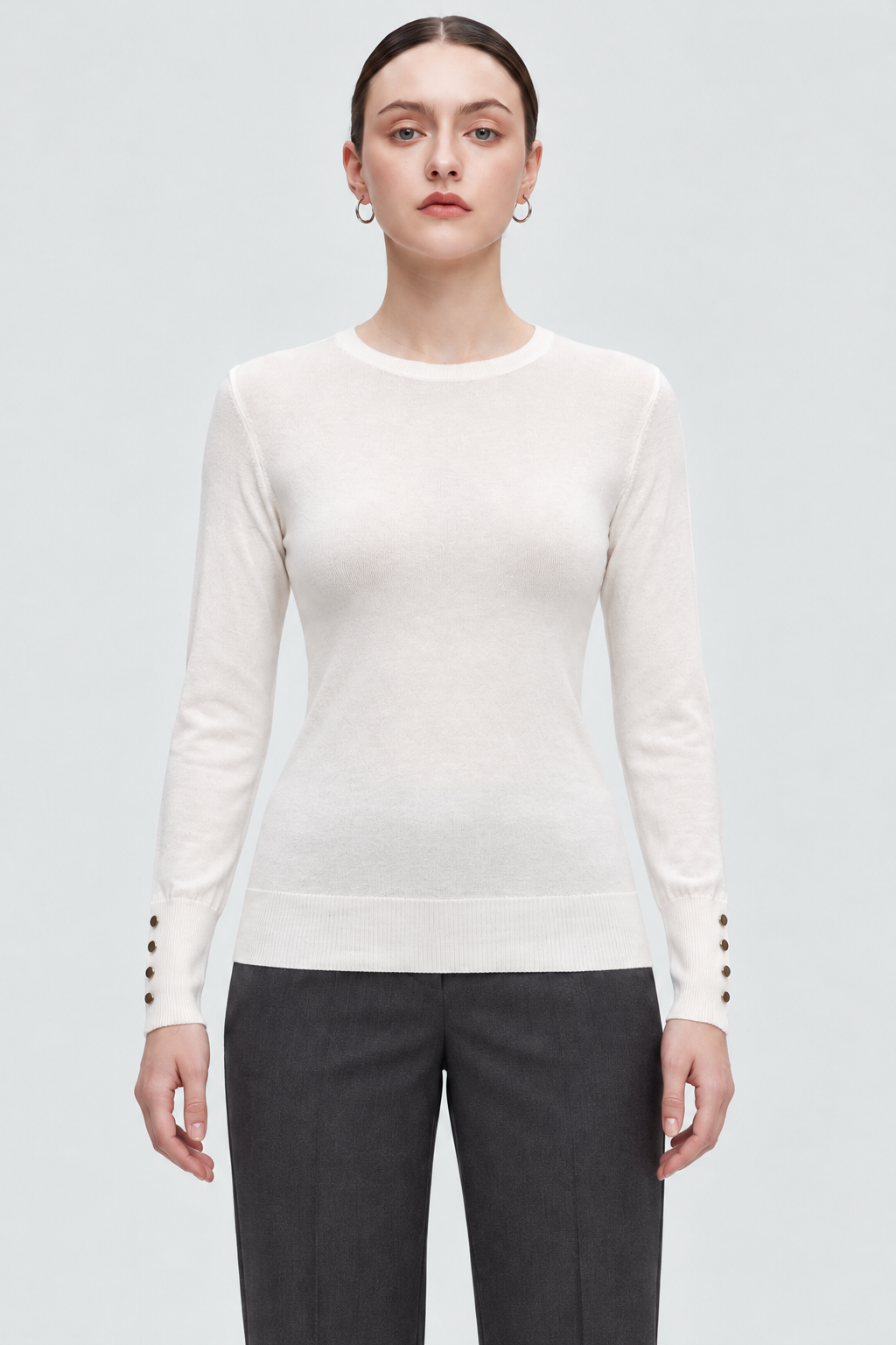 MA0762W264CDY off_white long sleeve top on Alice - garment-focused front