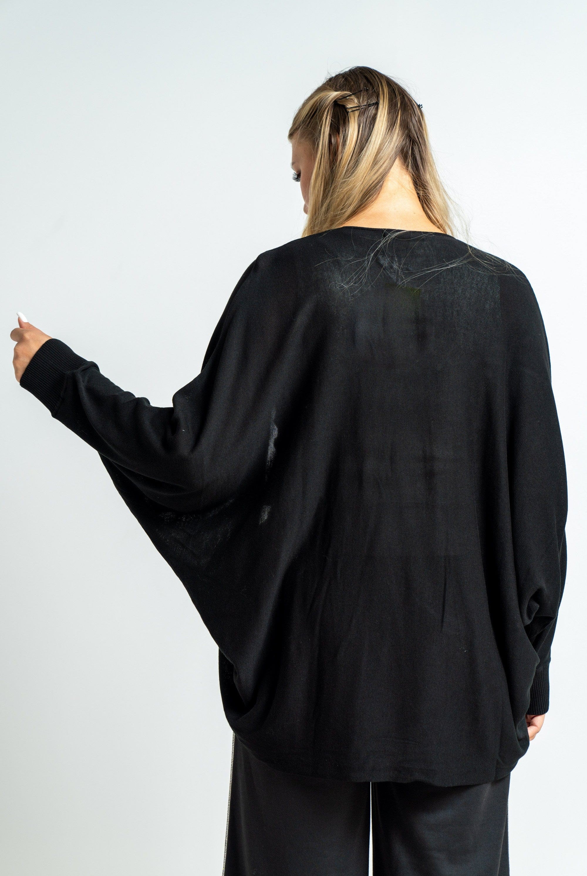 ميكا كارديجان بأكمام طويلة مفتوحه سادة منسوج