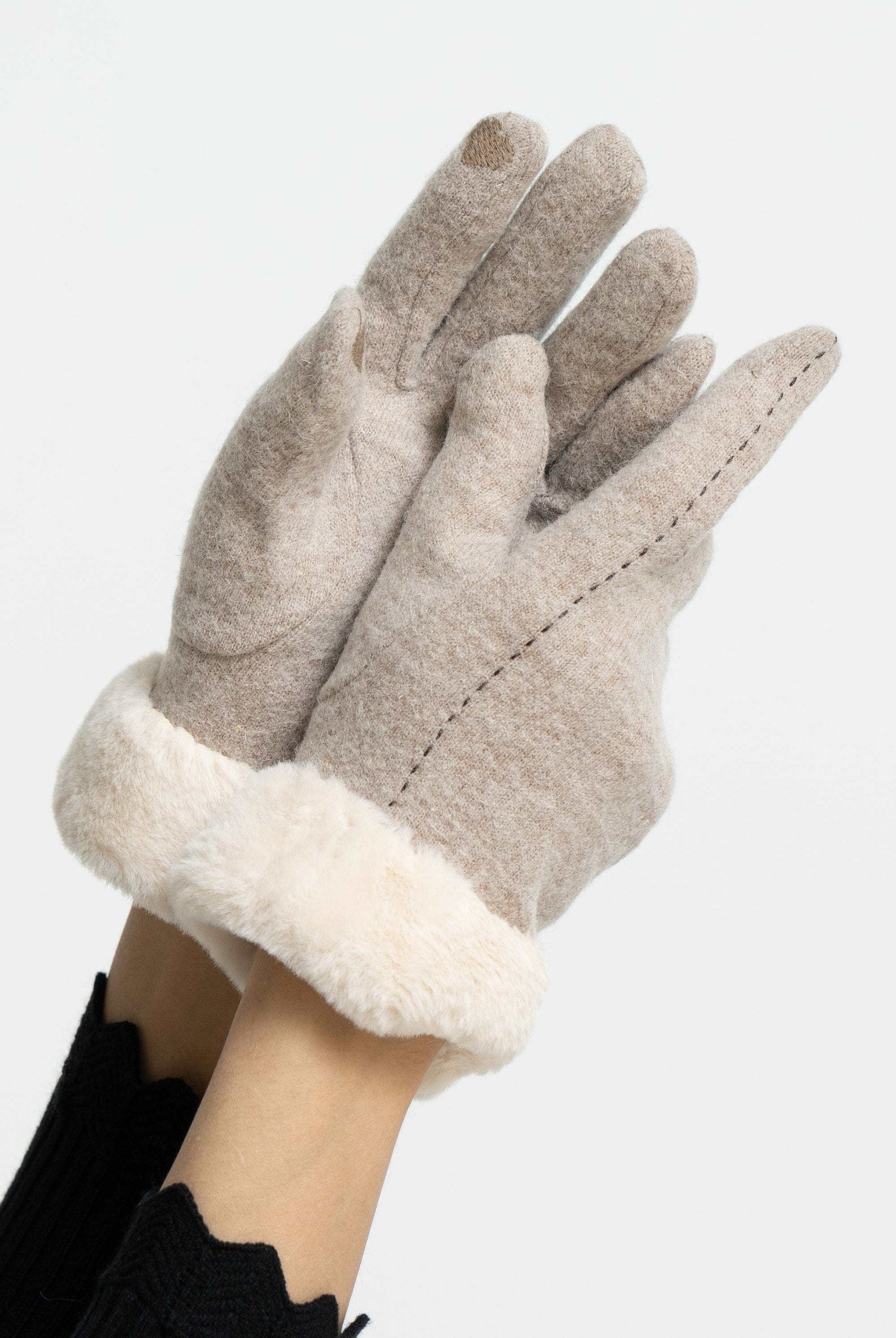 نتشي قفازات سادة بخطين جانبيين نسائي