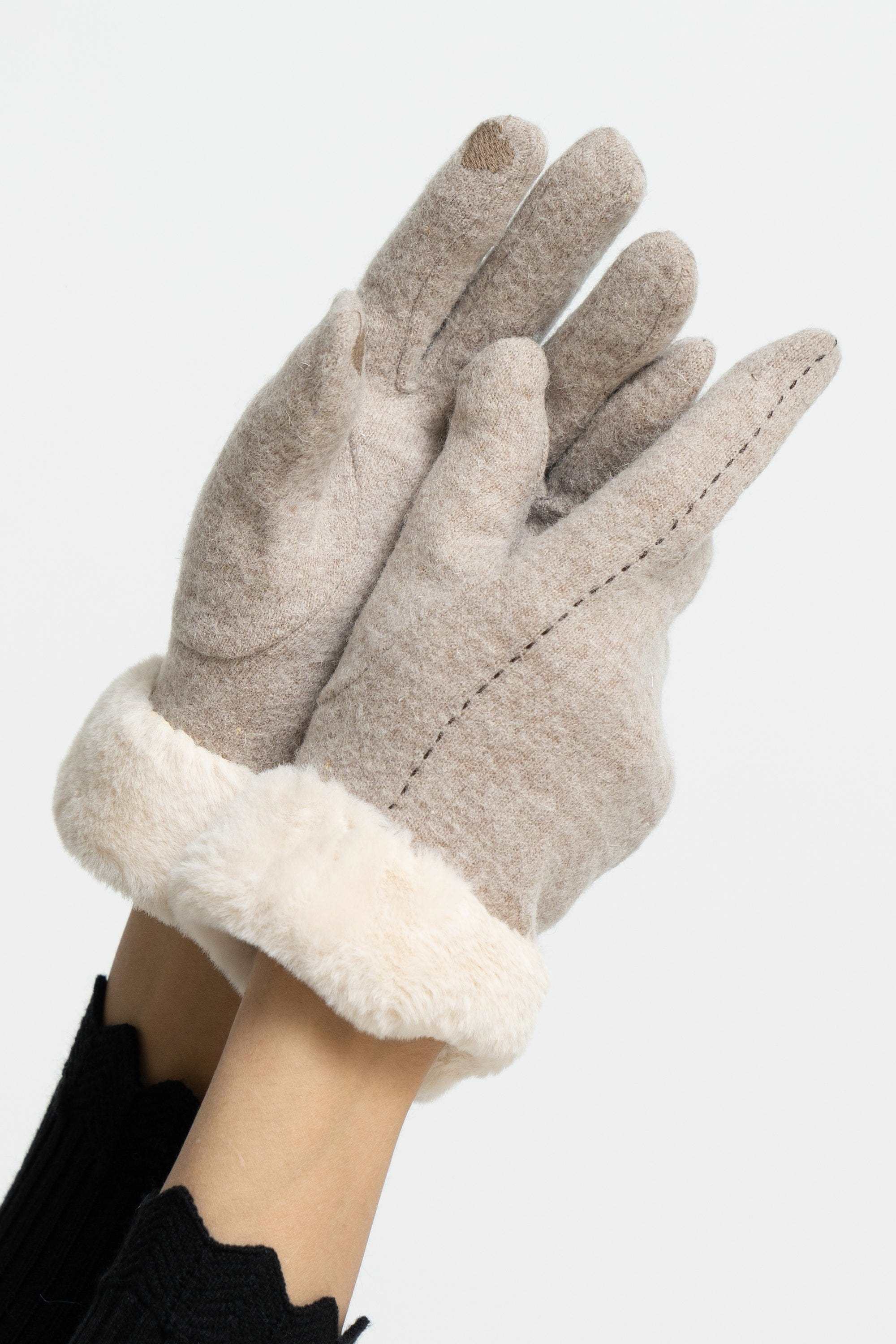 نتشي قفازات سادة بخطين جانبيين نسائي