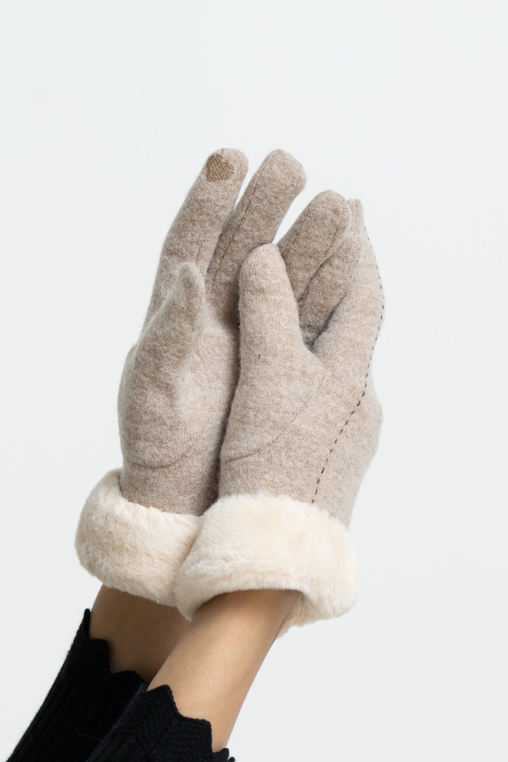 ميكا قفازات منسوجة بفرو