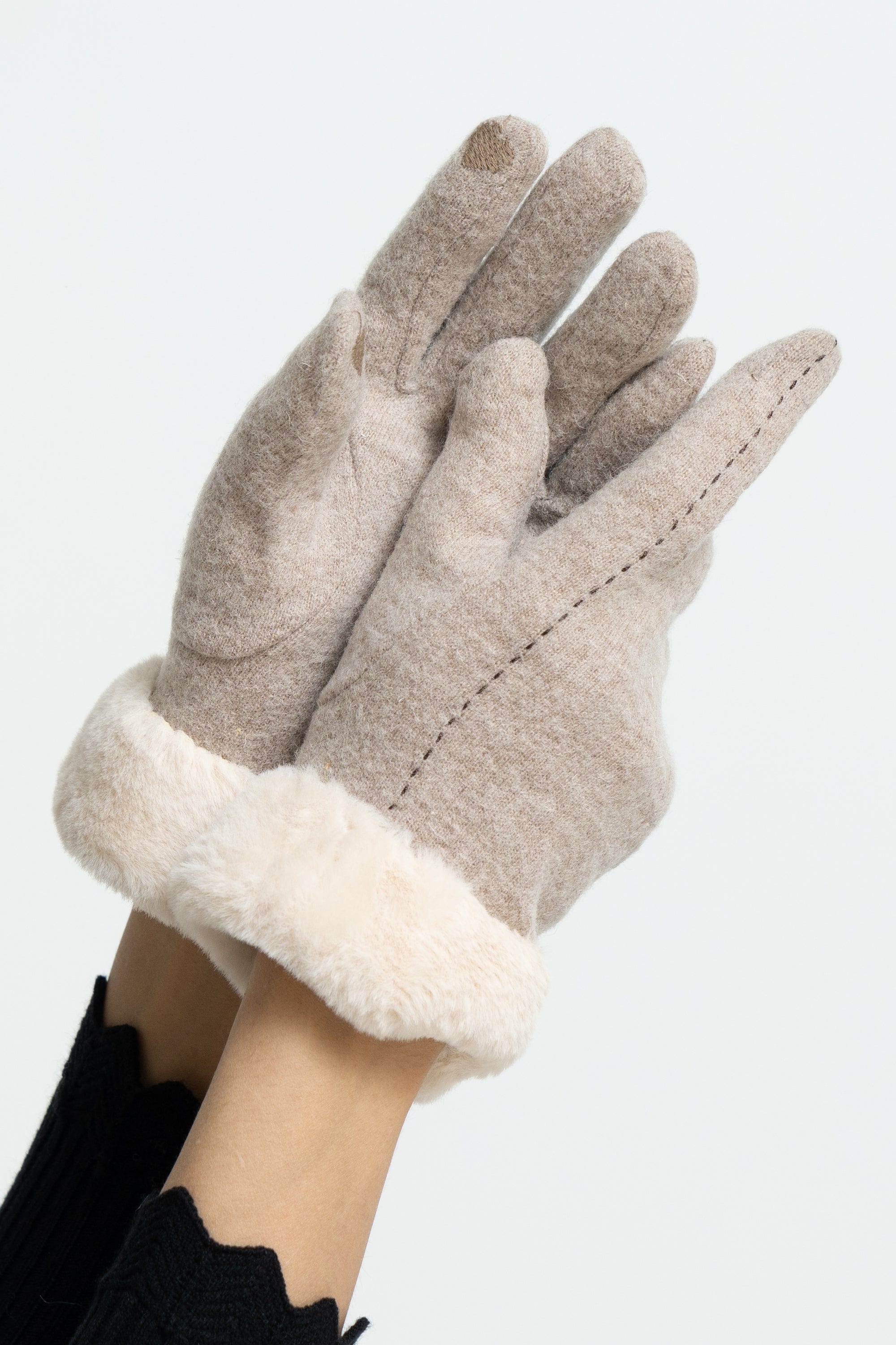 ميكا قفازات منسوجة بفرو