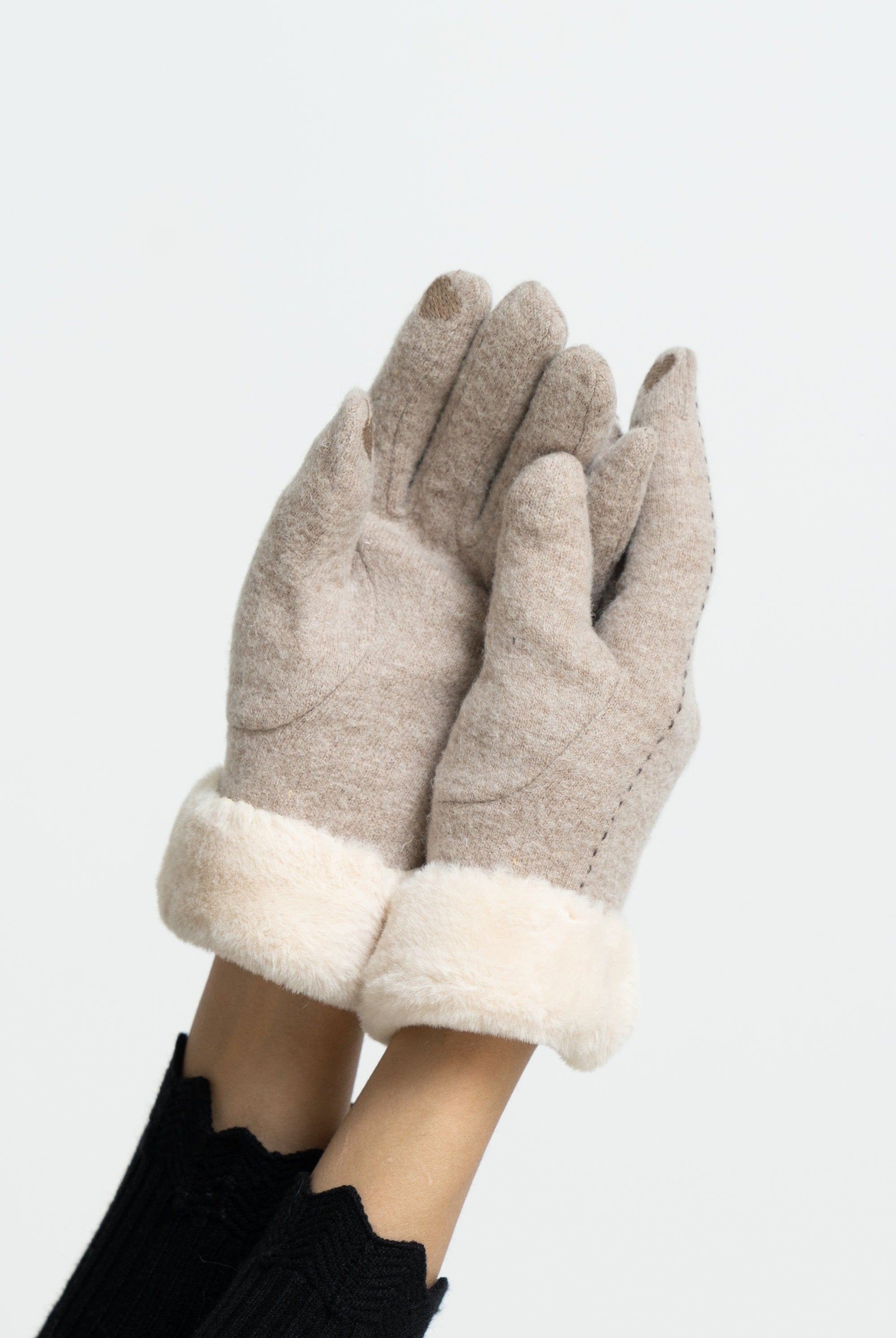 ميكا قفازات منسوجة بفرو