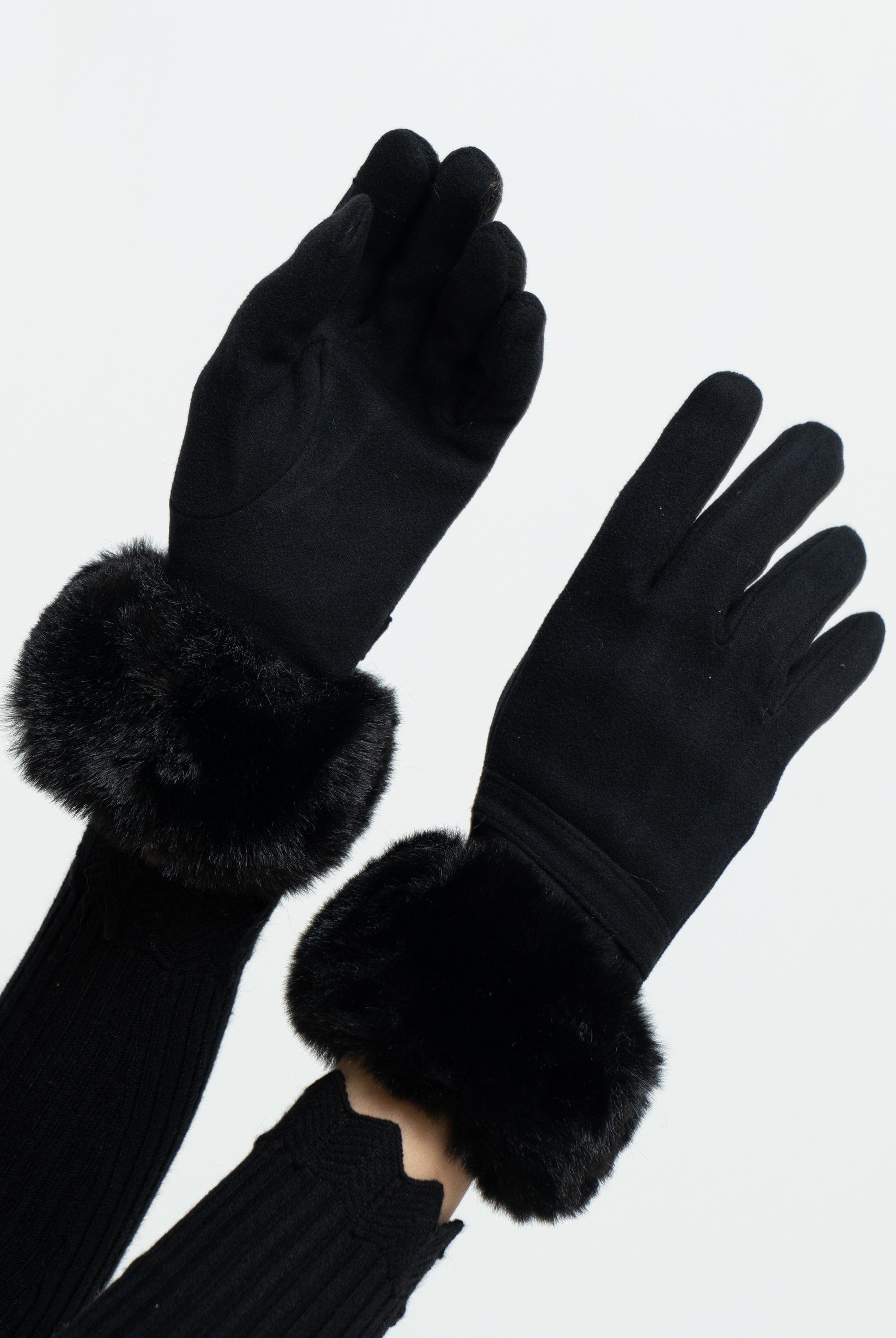 ميكا قفازات سادة بفرو