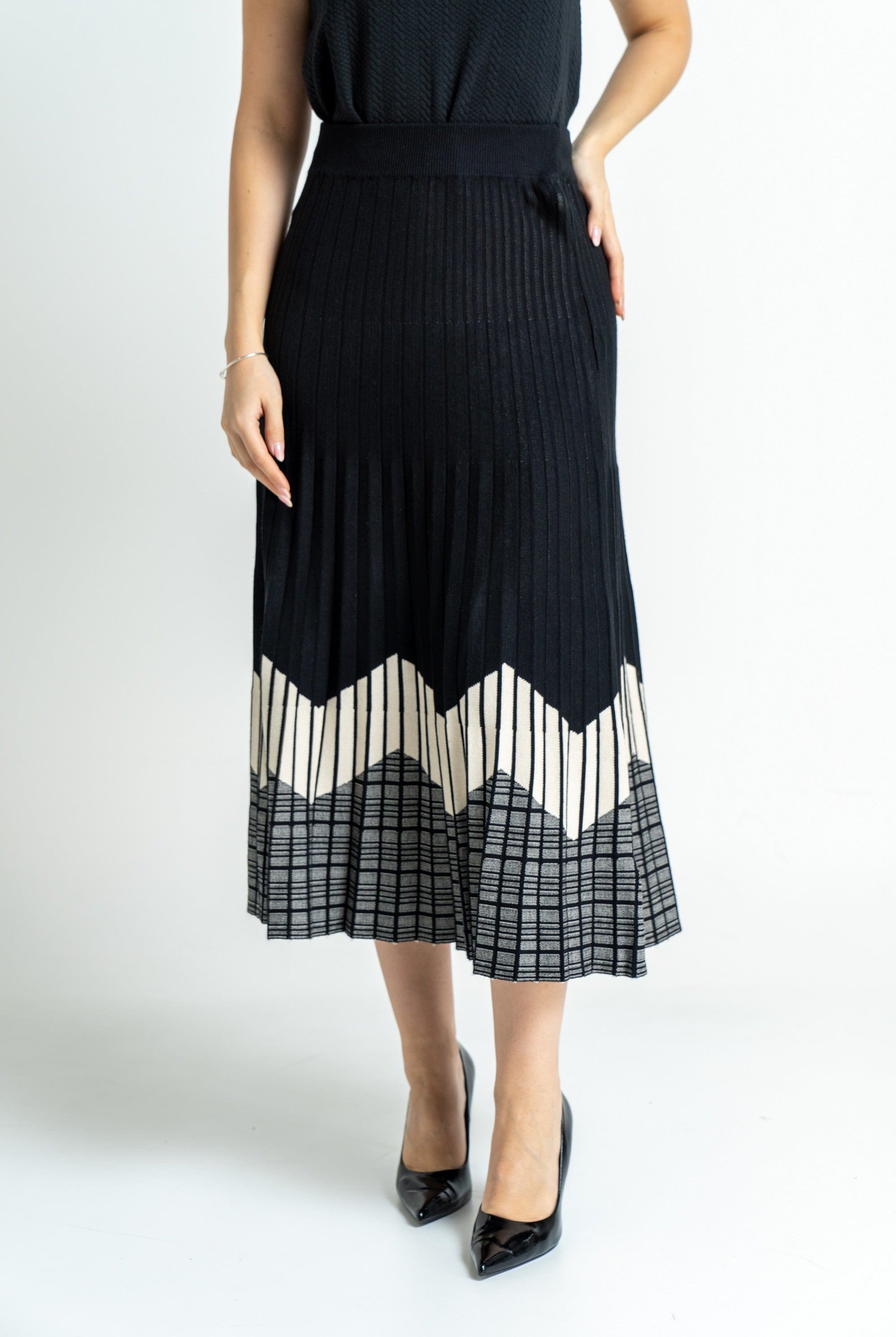 ميكا تنورة ميدي منسوجة بطبعة