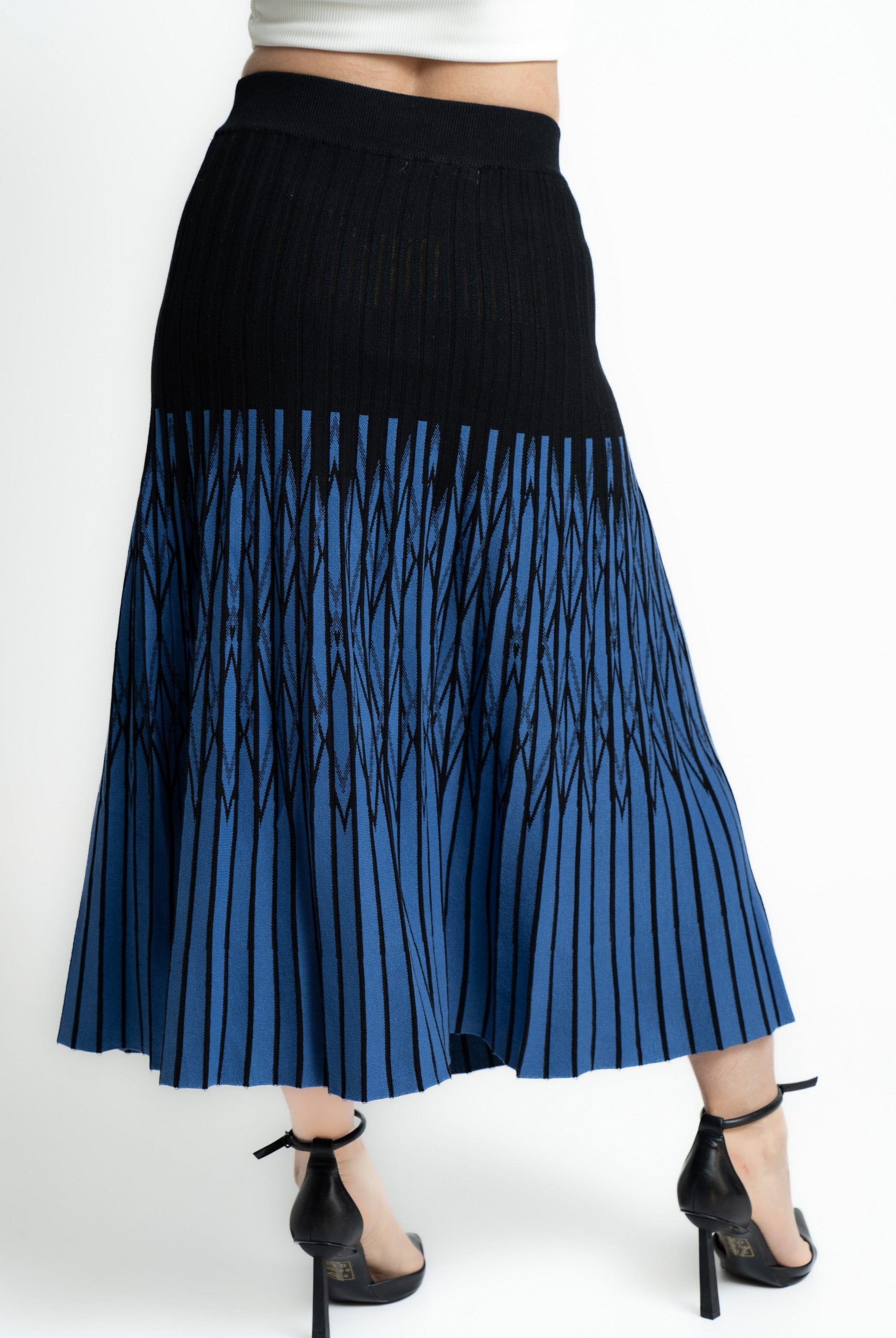 ميكا تنورة ميدى هاى وست منقوشة نسائية