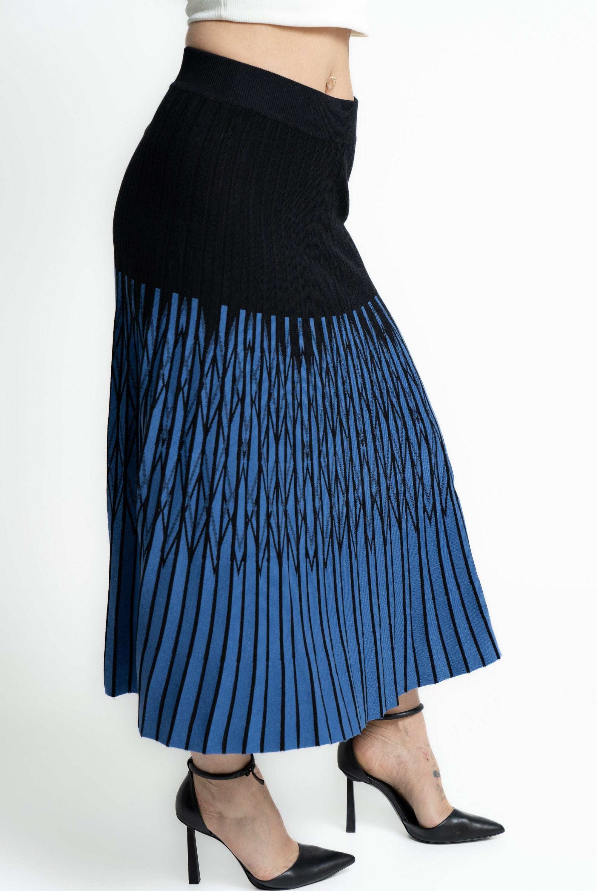 ميكا تنورة ميدى هاى وست منقوشة نسائية