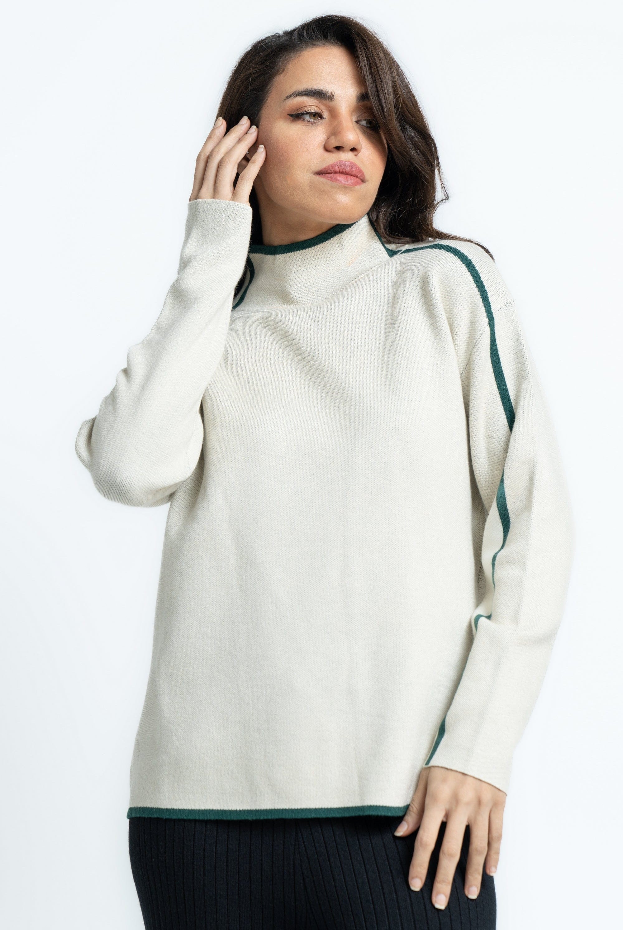 ميكا بلوفر منقوش لونين كم طويل نسائي