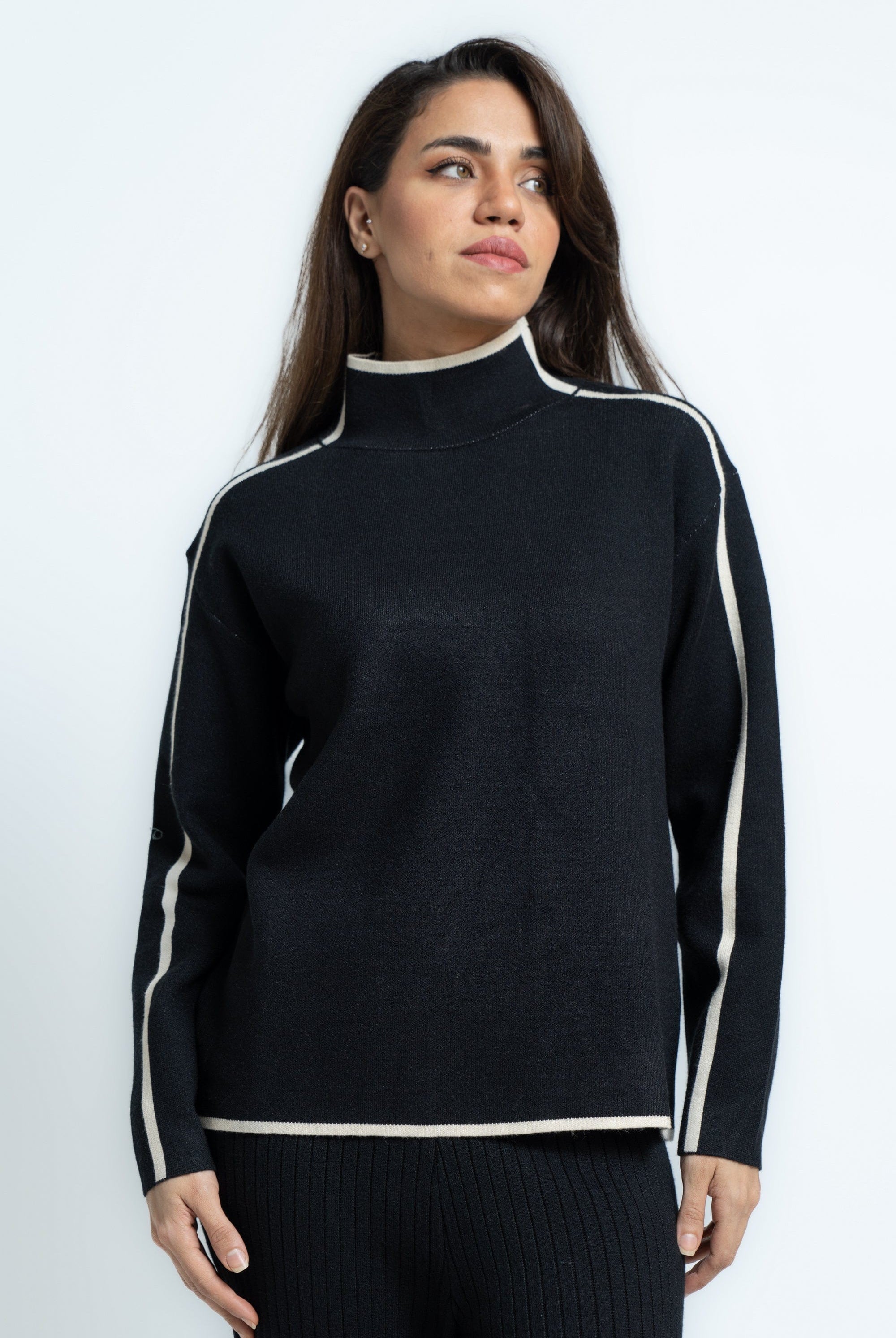 ميكا بلوفر منقوش لونين كم طويل نسائي