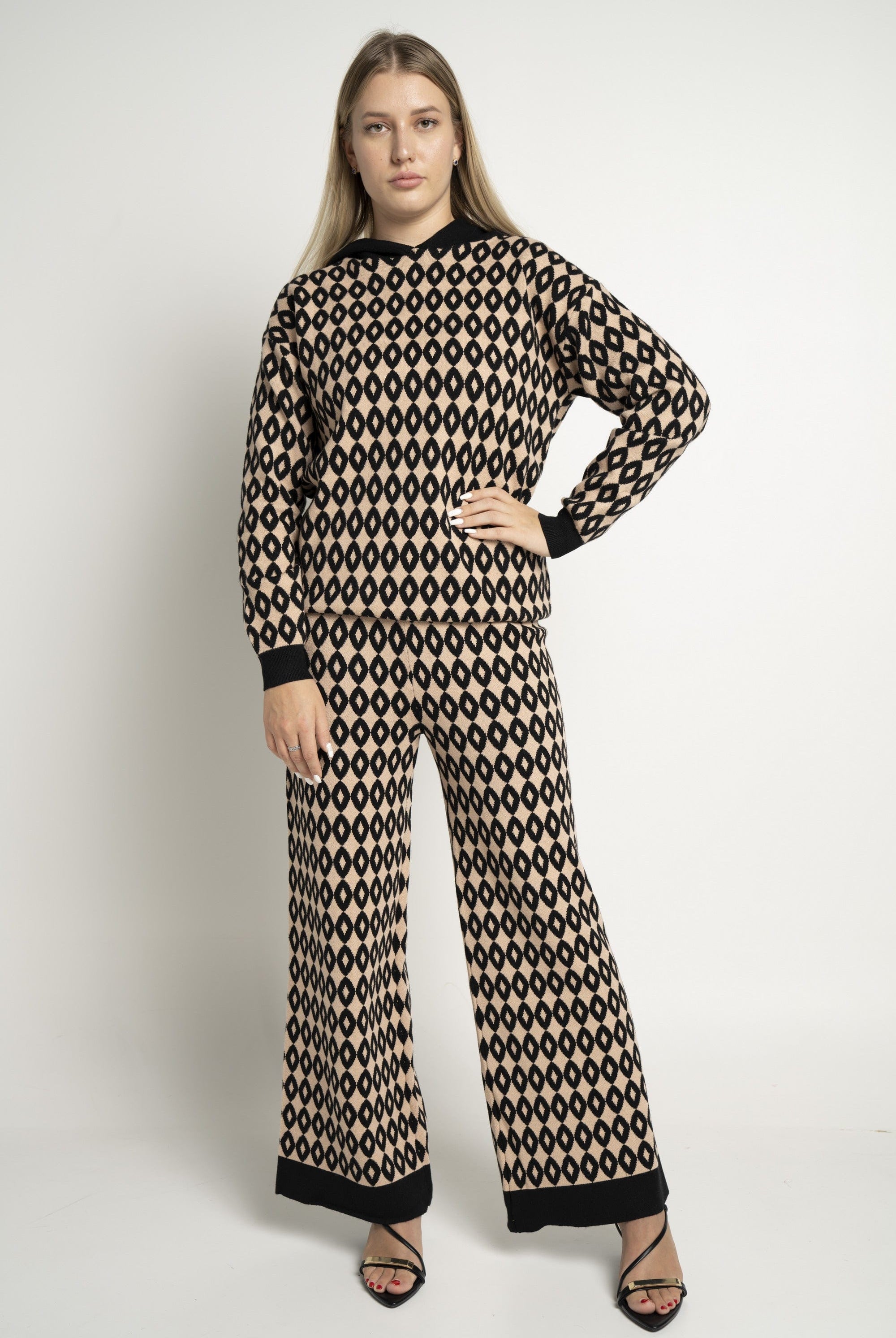 ميكا بلوزة بأكمام طويلة منسوجة مطبوعة