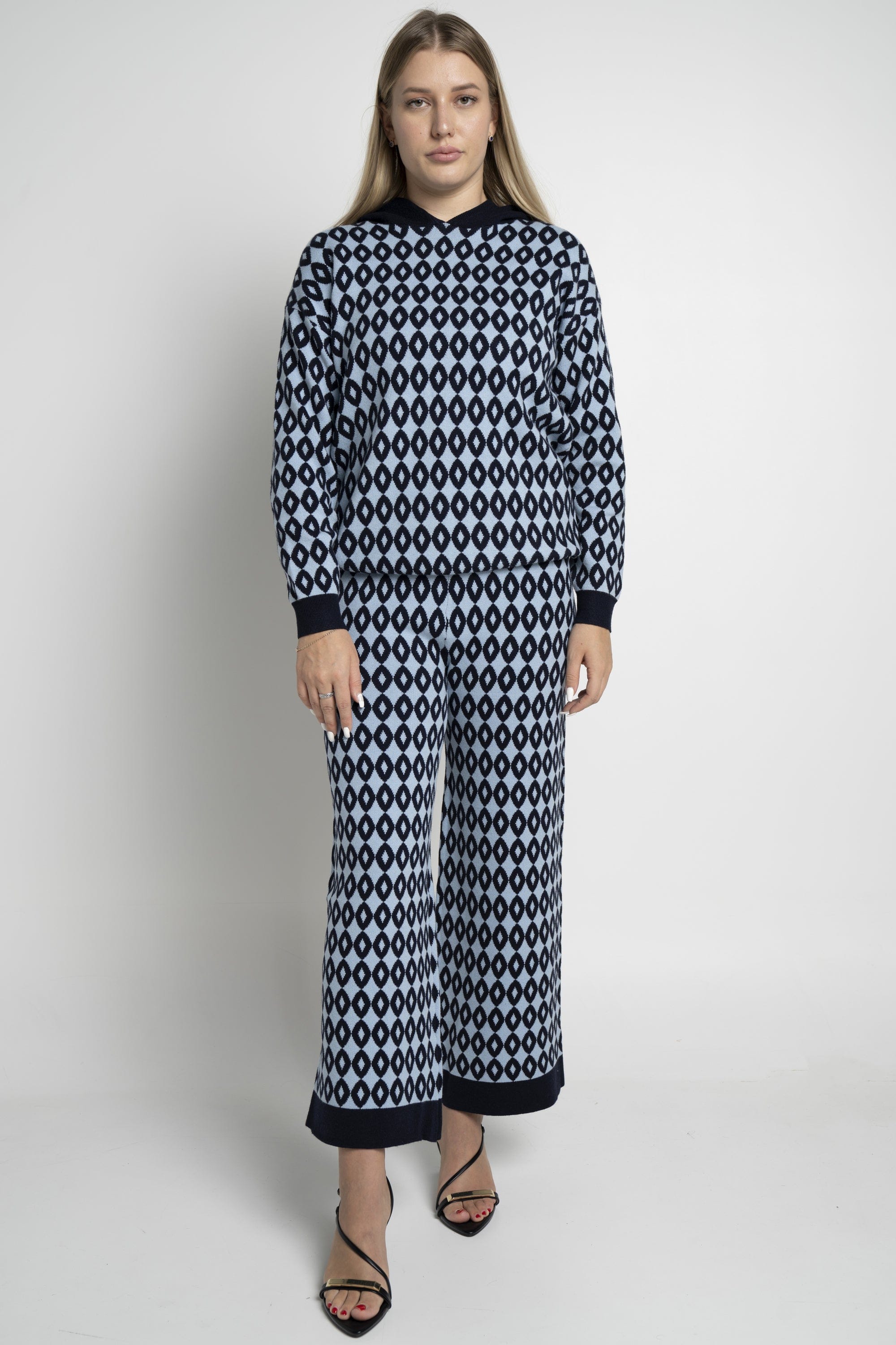 ميكا بلوزة بأكمام طويلة منسوجة مطبوعة