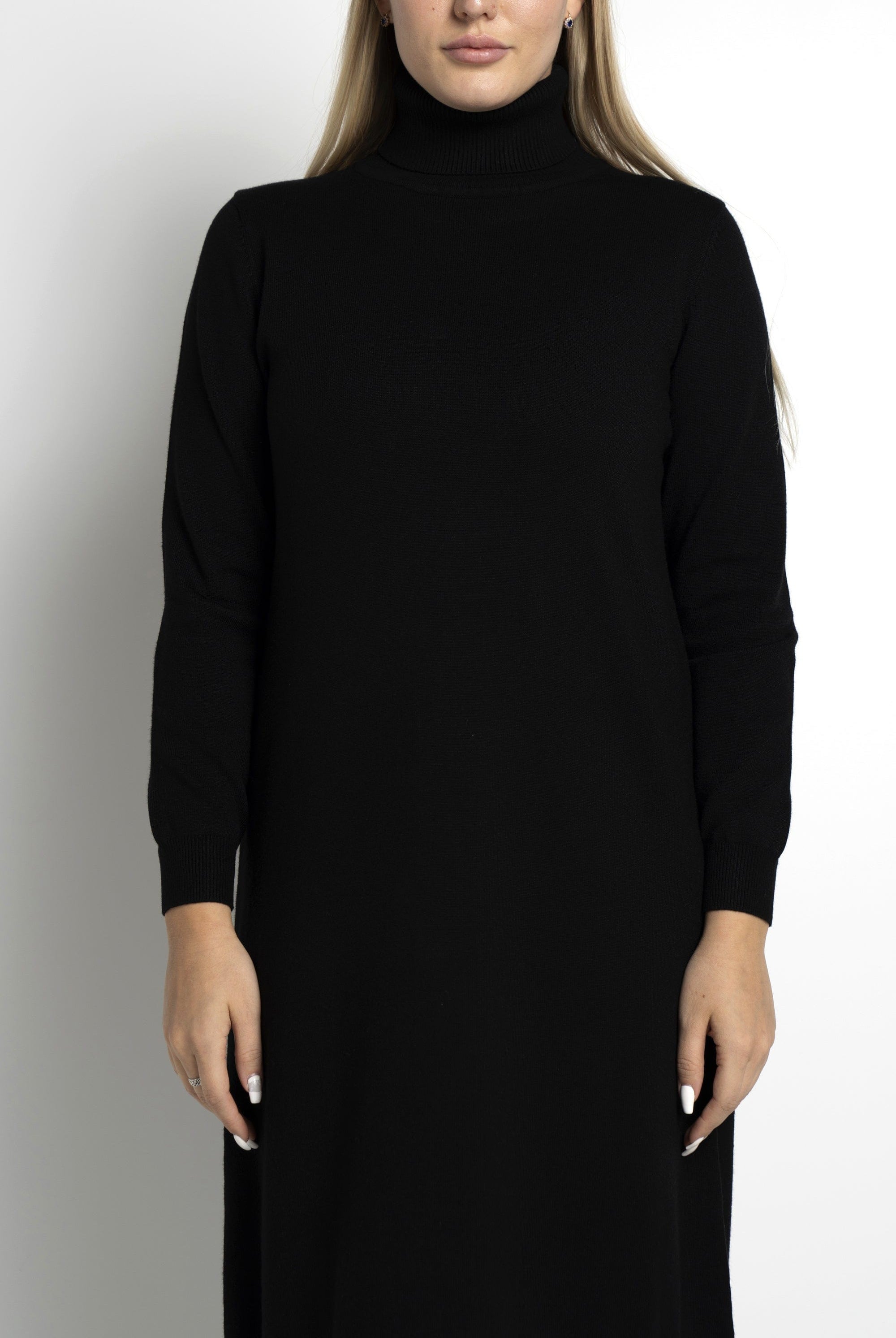 ميكا فستان ميدي بأكمام طويلة منسوج برقبة مرتفعة