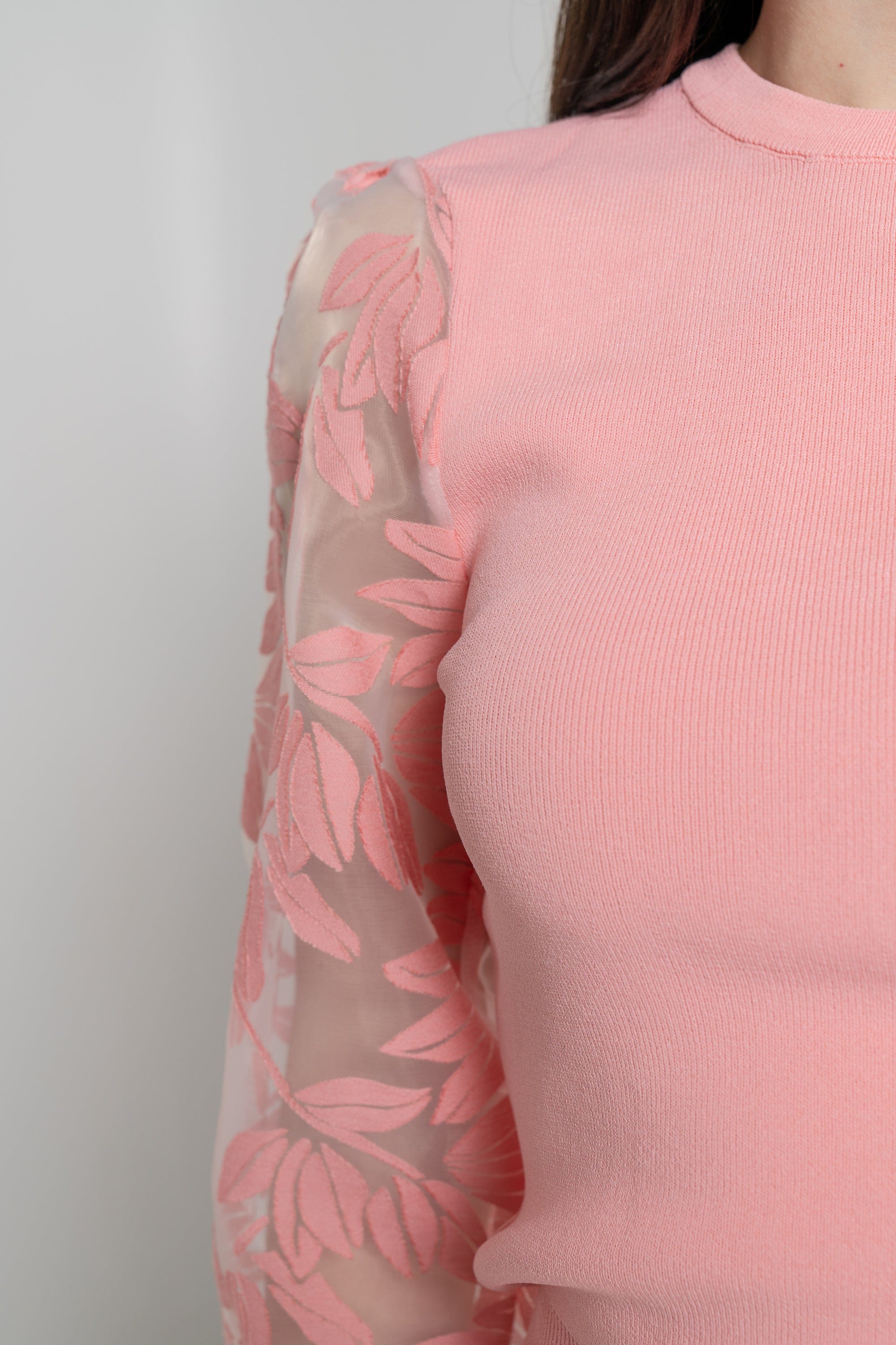 ميكا بلوزة بأكمام طويلة نسائية شفافة مطرزة