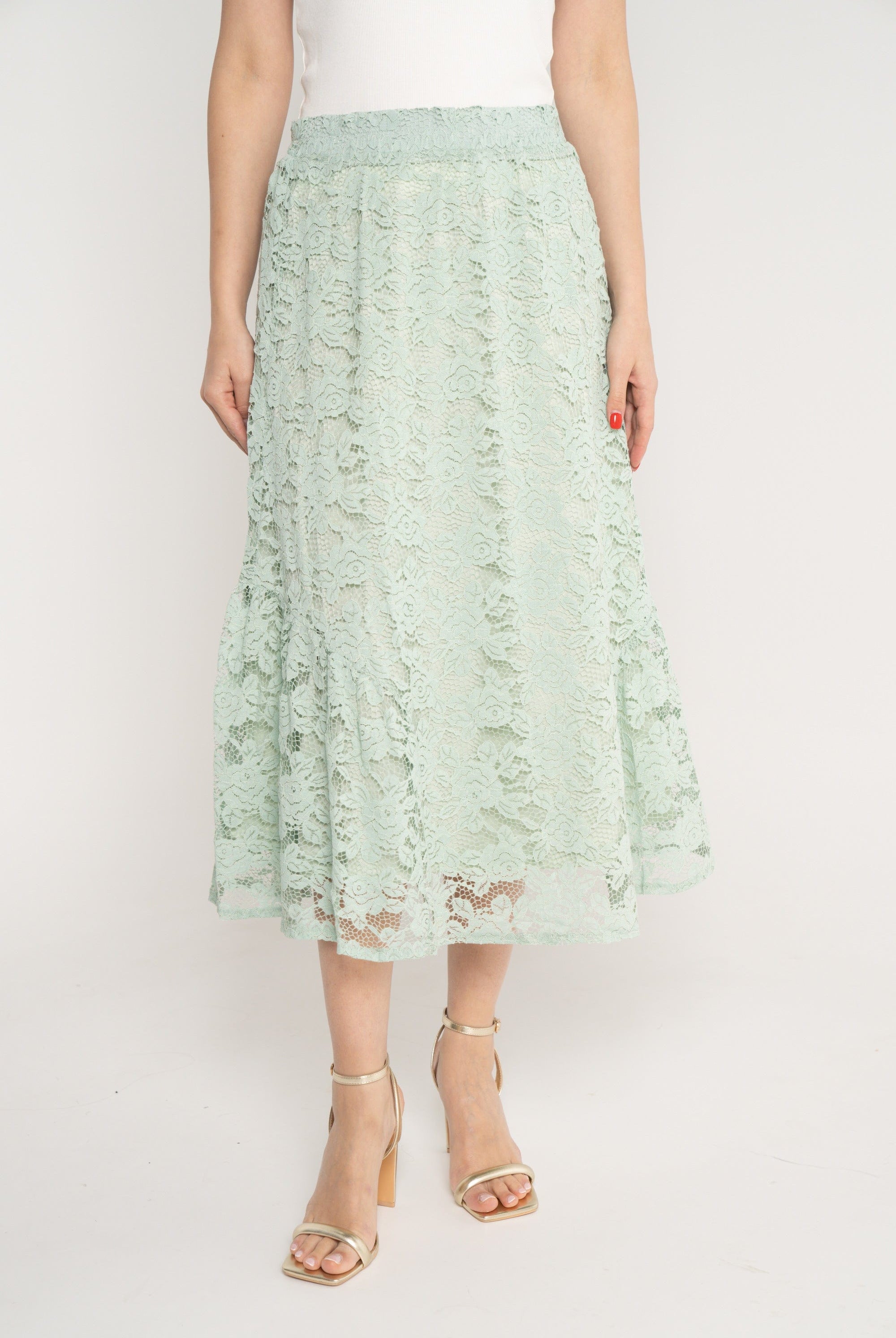 ميكا تنورة ميدي شفافة ببطانة خصر مرتفع نسائي