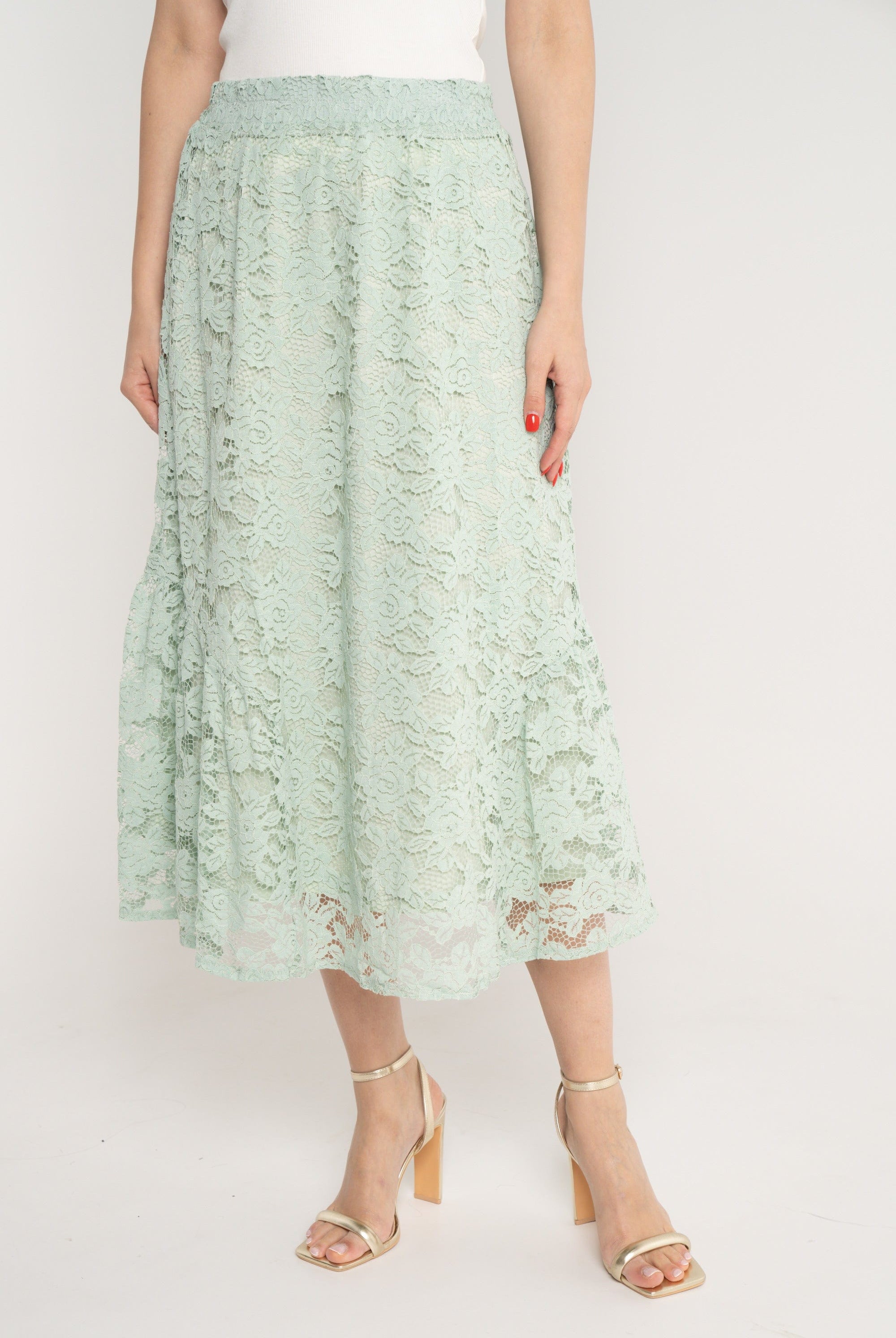 ميكا تنورة ميدي شفافة ببطانة خصر مرتفع نسائي