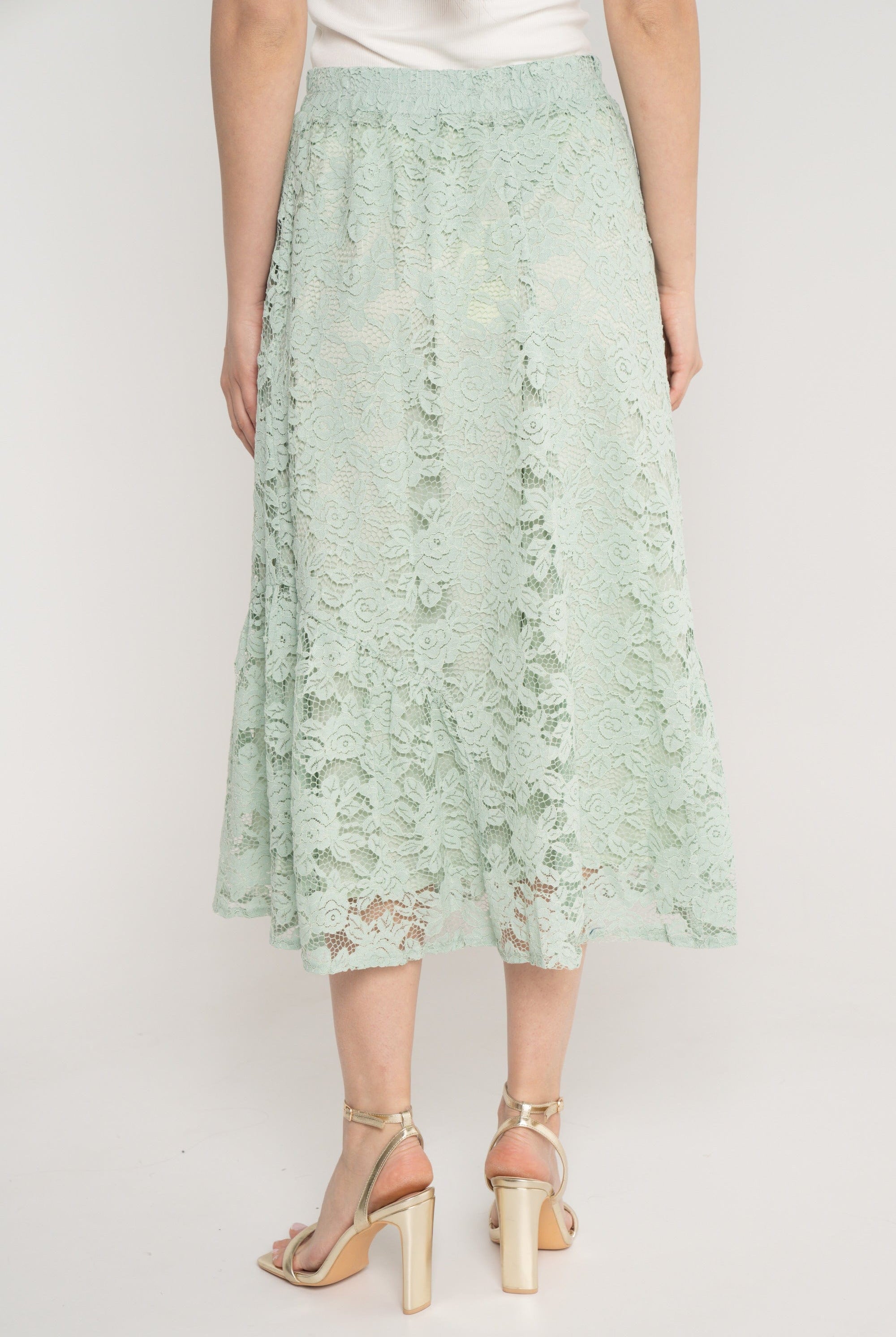 ميكا تنورة ميدي شفافة ببطانة خصر مرتفع نسائي