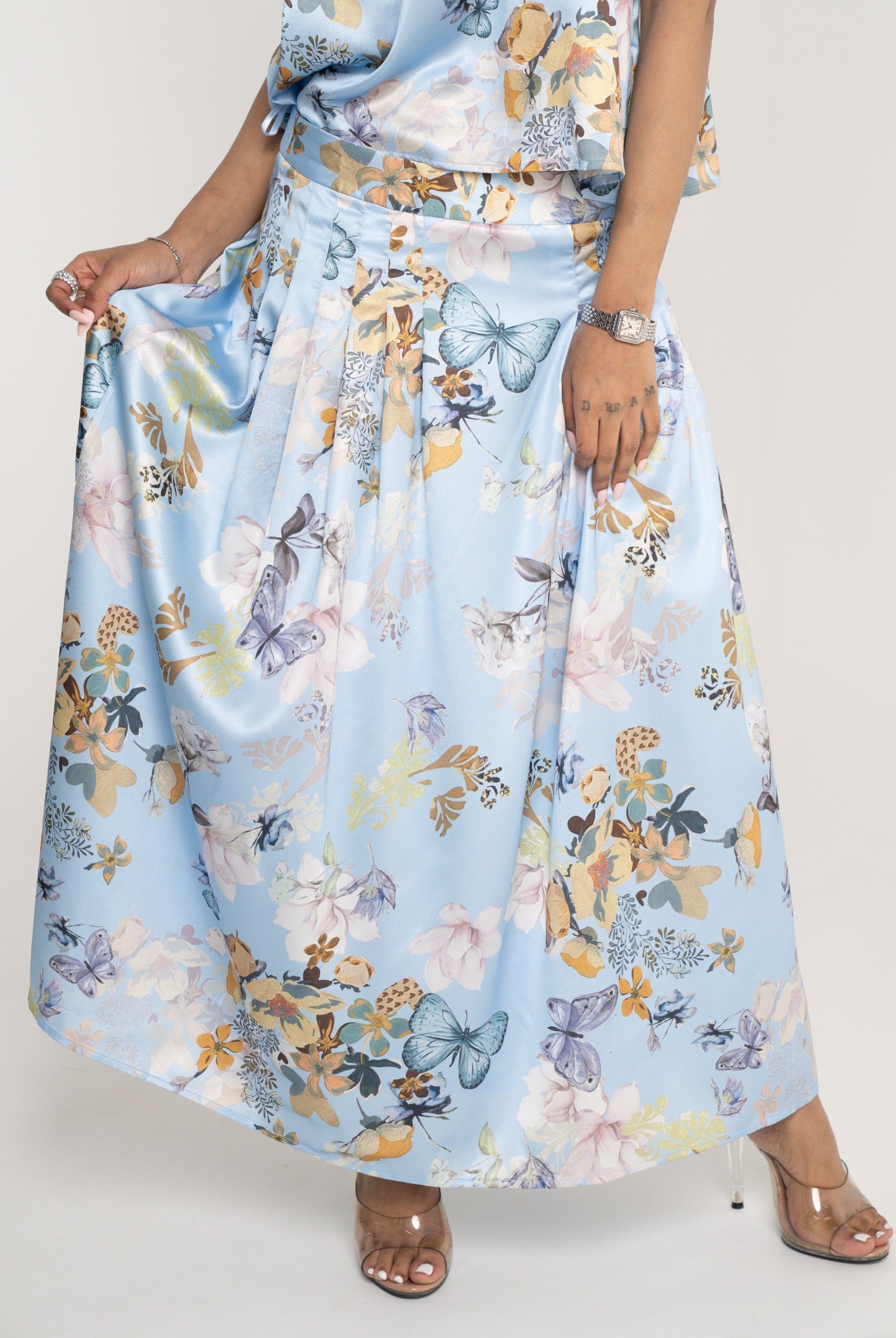 ميكا تنورة ميدي منقوشة واسعة نسائي