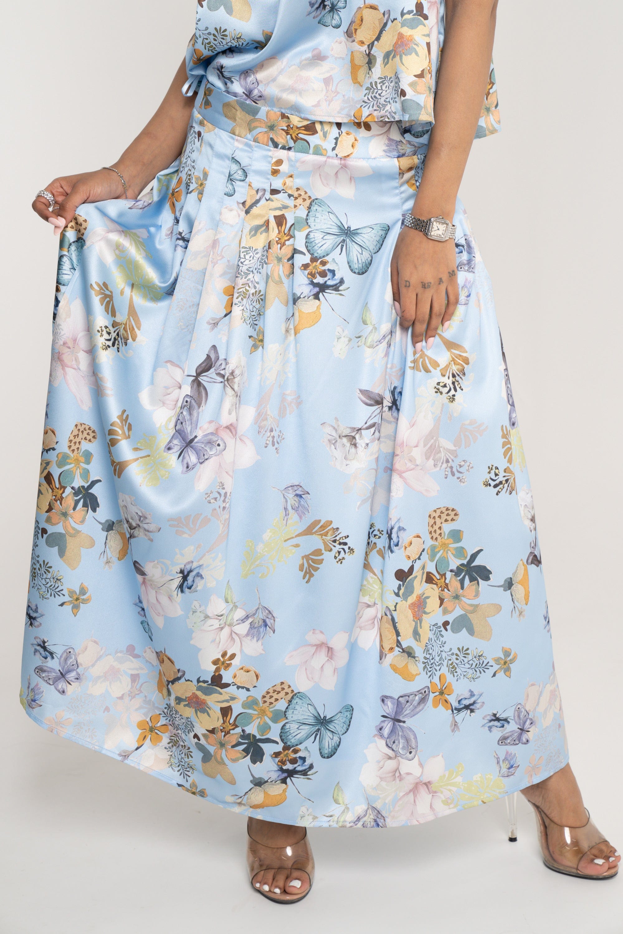 ميكا تنورة ميدي منقوشة واسعة نسائي