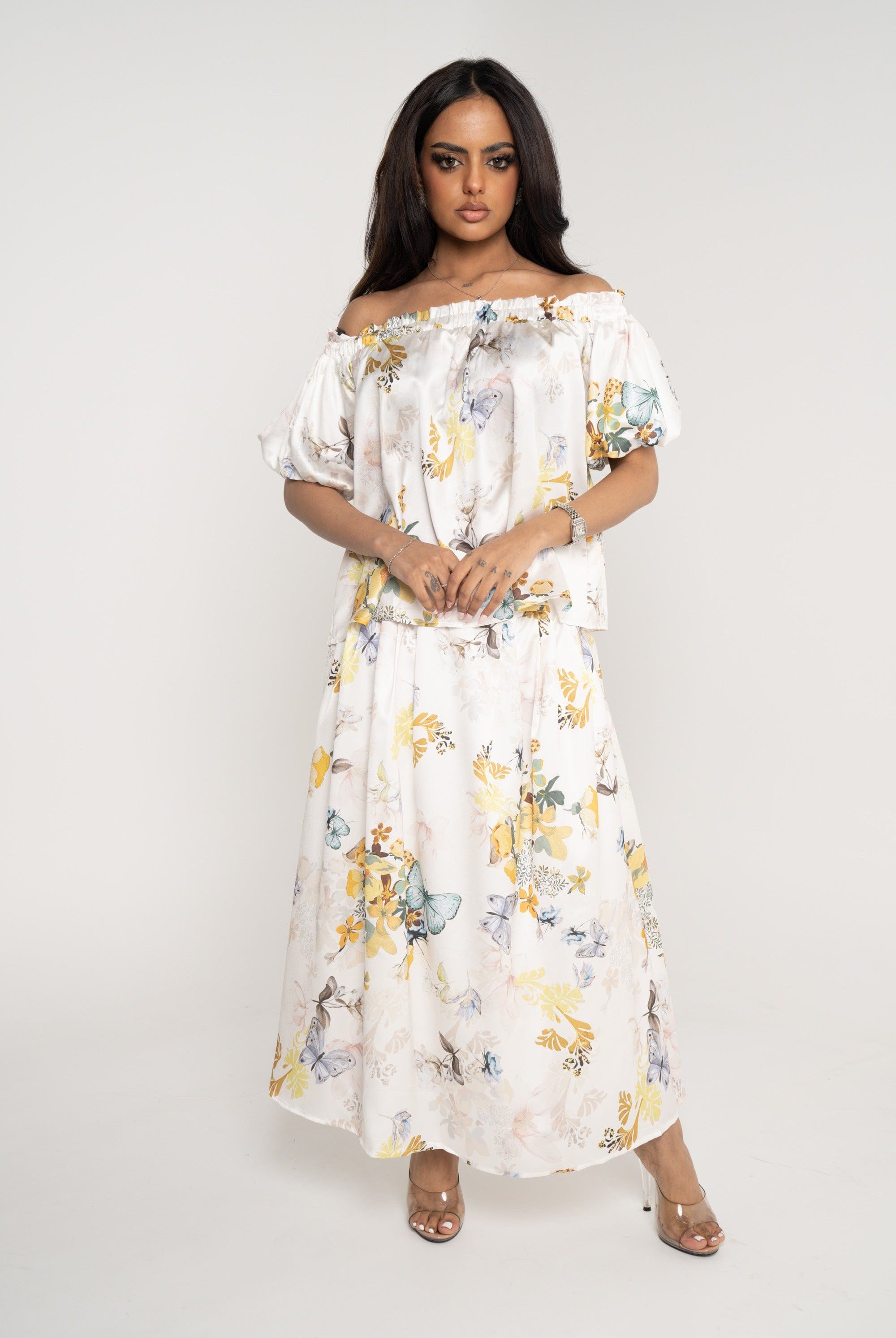 ميكا تنورة ميدي منقوشة واسعة نسائي