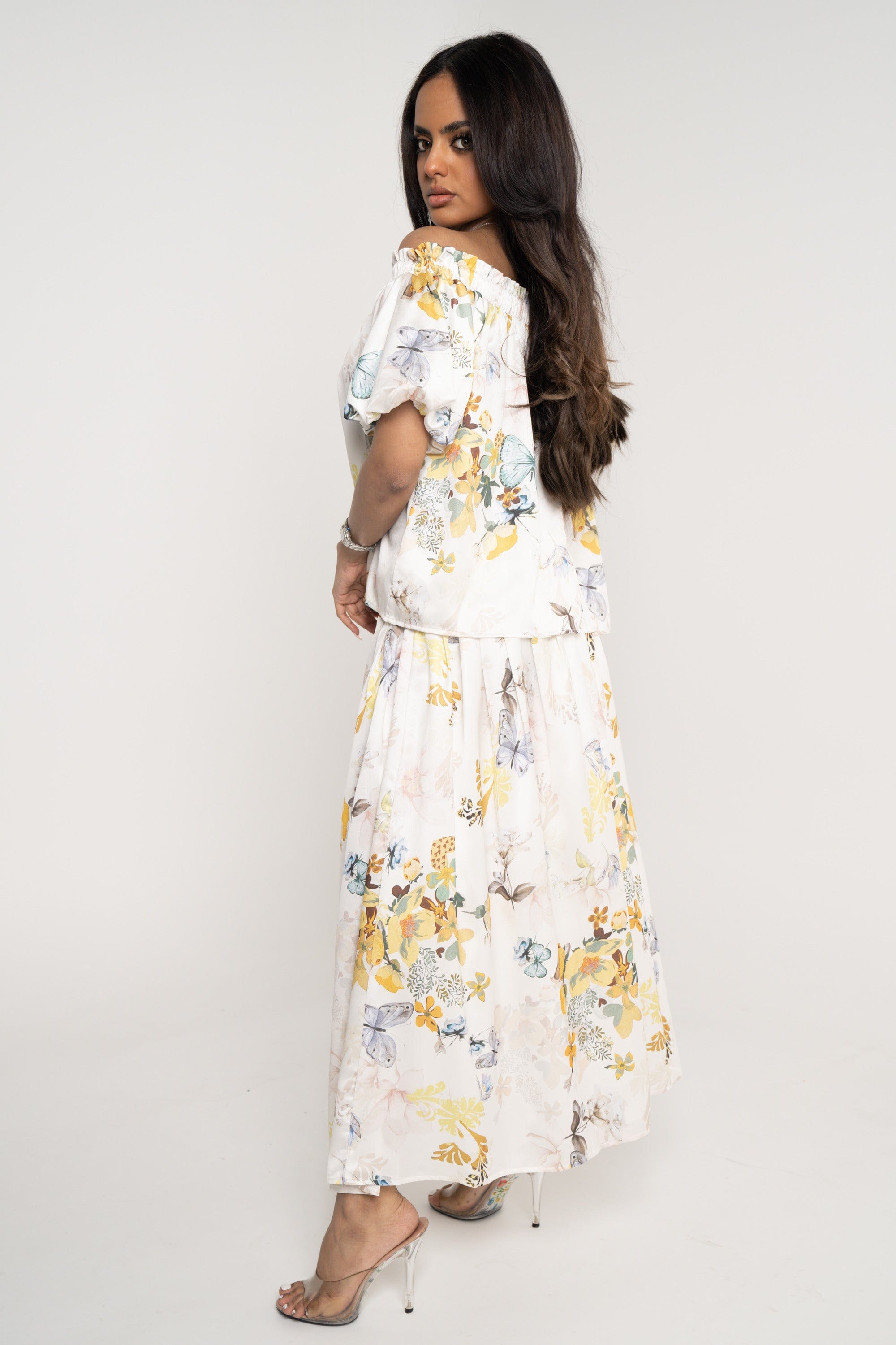 ميكا تنورة ميدي منقوشة واسعة نسائي