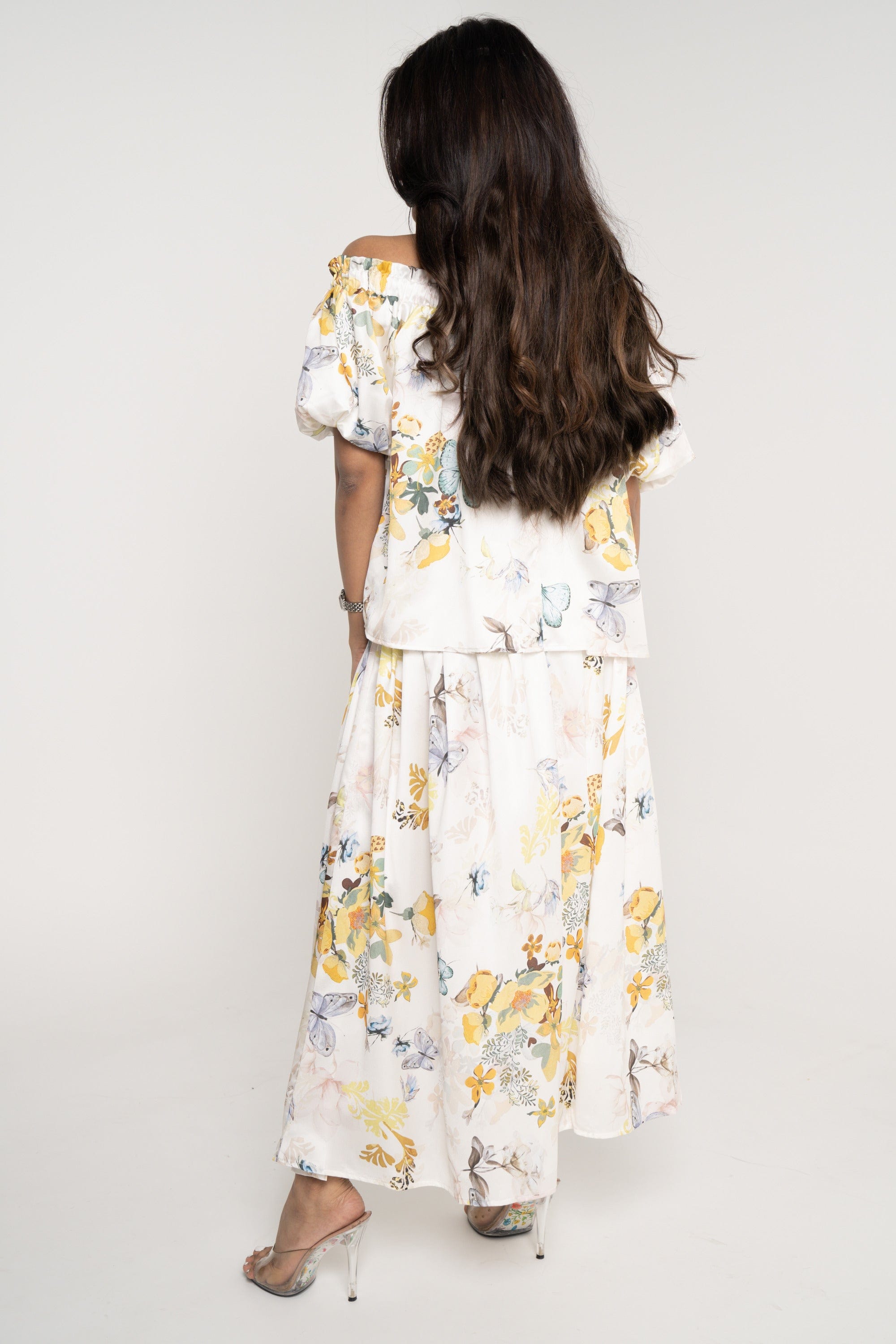 ميكا تنورة ميدي منقوشة واسعة نسائي