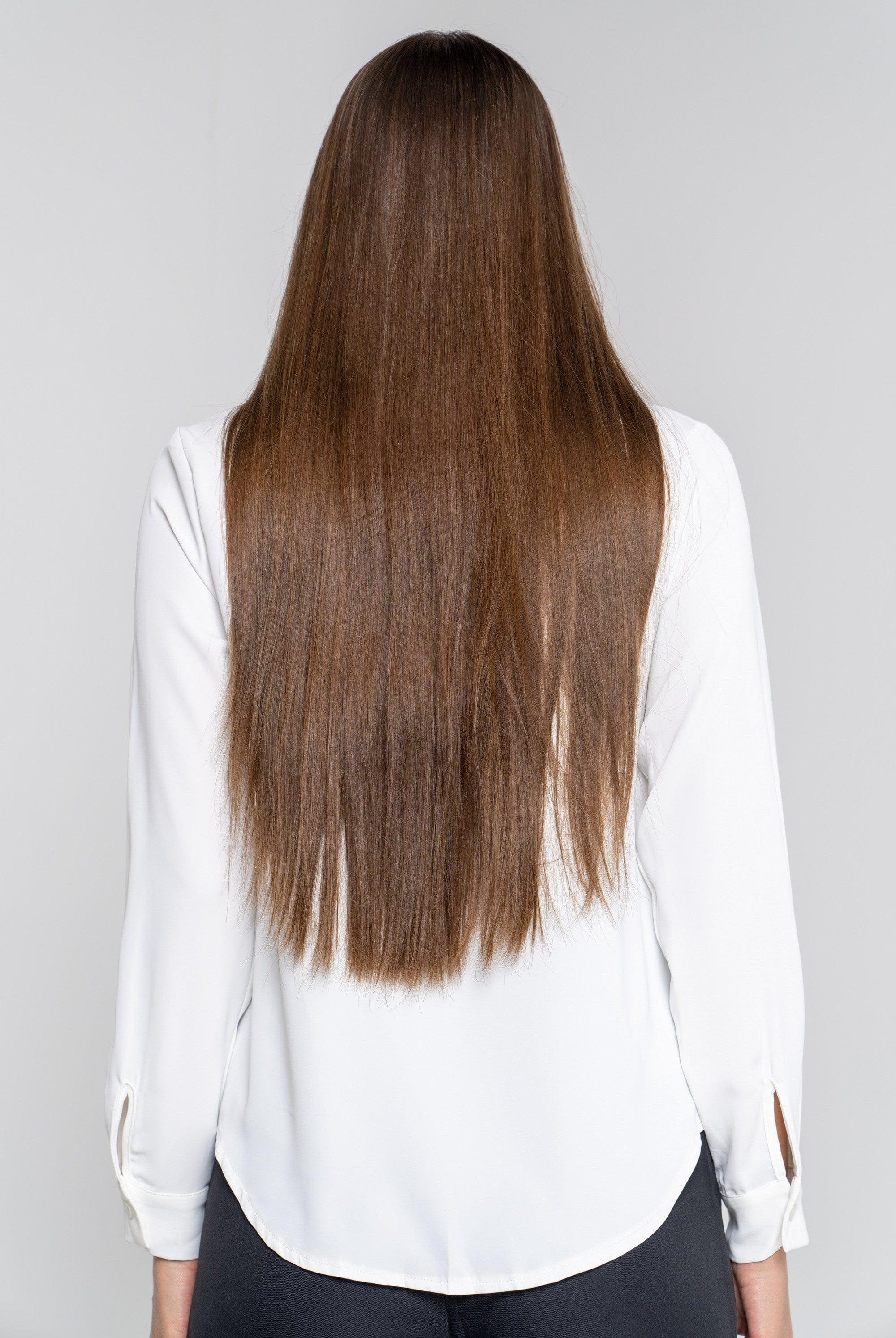 ميكا قميص أبيض مخطط سادة بأكمام طويلة